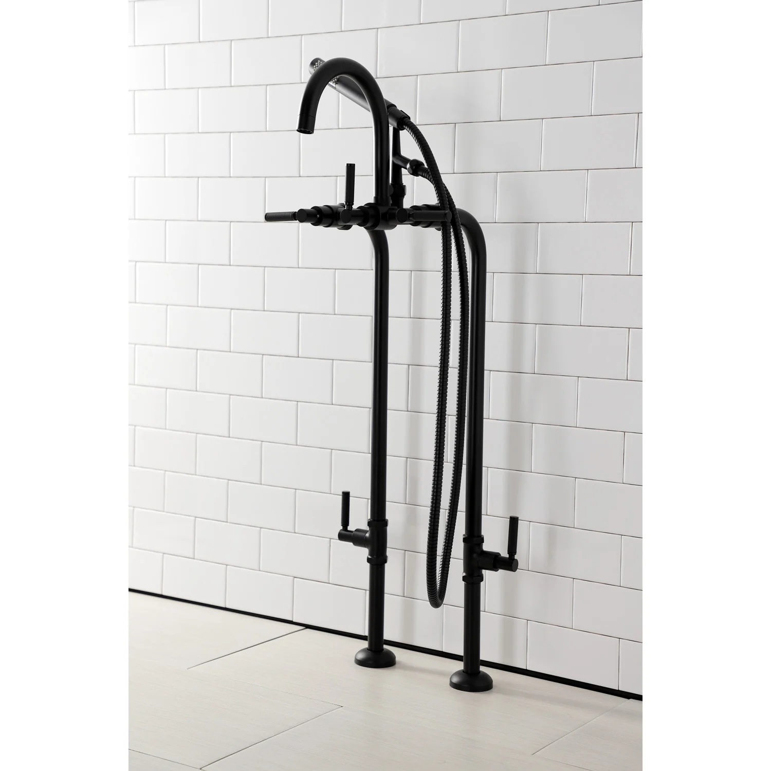 Kingston Sona CCK8100DKL - Concord Freestanding Tub Faucet with Supply Line and Stop Valve, Matte Black - Image 9