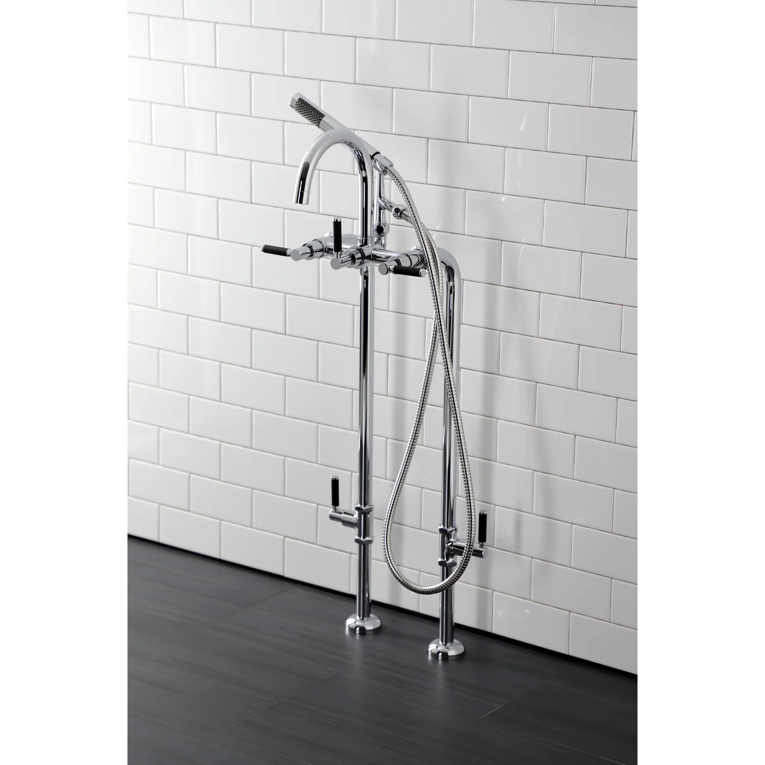 Kingston Sona CCK8101DKL - Concord Freestanding Tub Faucet with Supply Line and Stop Valve, Polished Chrome - Image 10