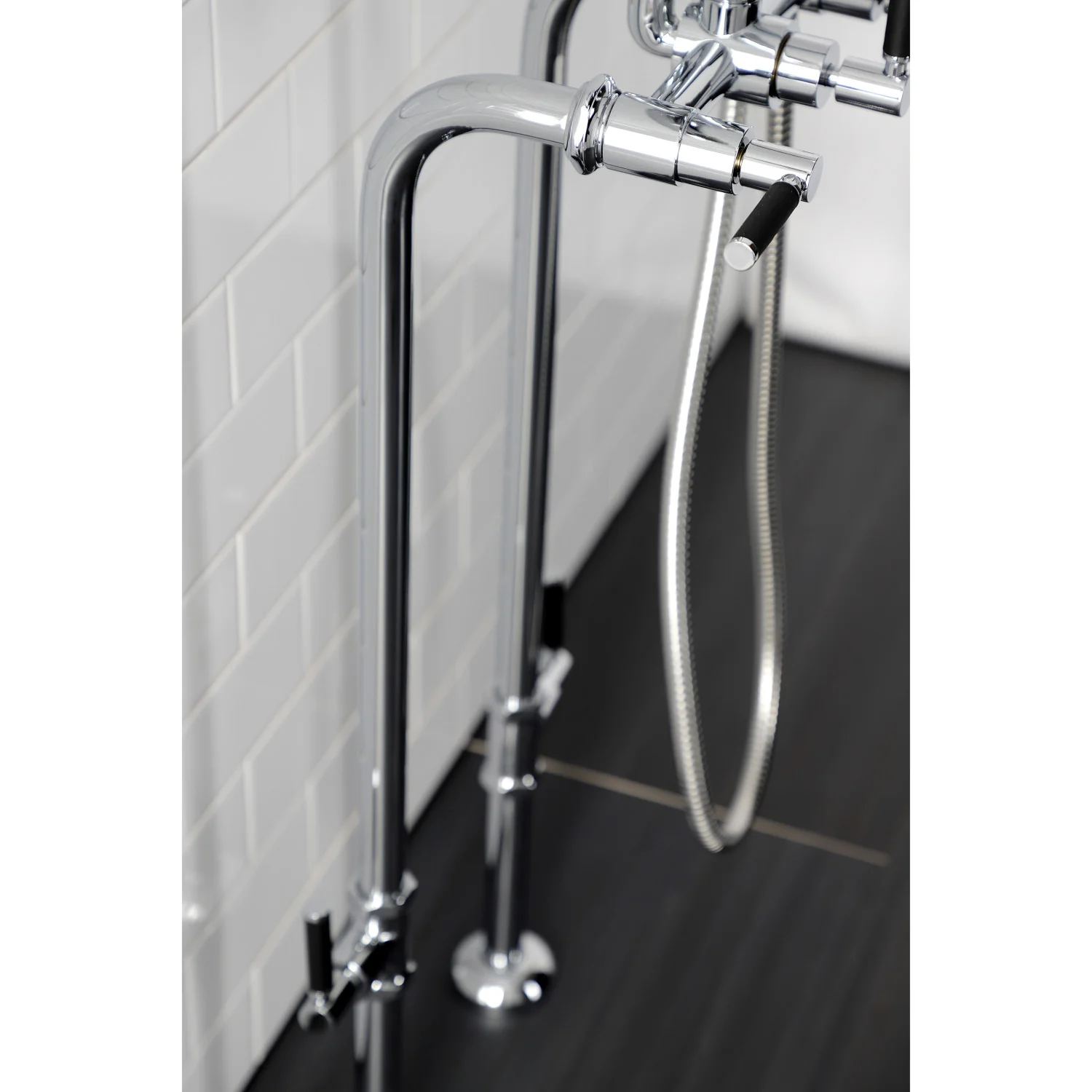 Kingston Sona CCK8101DKL - Concord Freestanding Tub Faucet with Supply Line and Stop Valve, Polished Chrome - Image 2