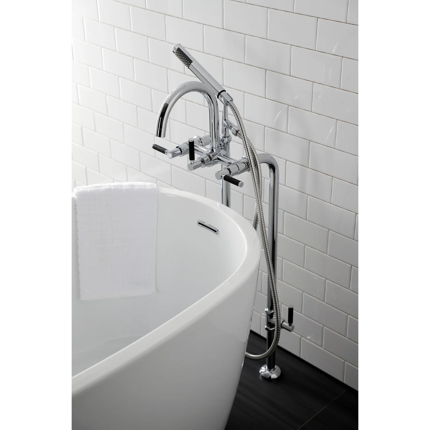 Kingston Sona CCK8101DKL - Concord Freestanding Tub Faucet with Supply Line and Stop Valve, Polished Chrome - Image 7