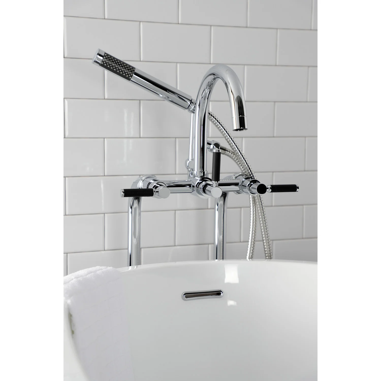 Kingston Sona CCK8101DKL - Concord Freestanding Tub Faucet with Supply Line and Stop Valve, Polished Chrome - Image 8