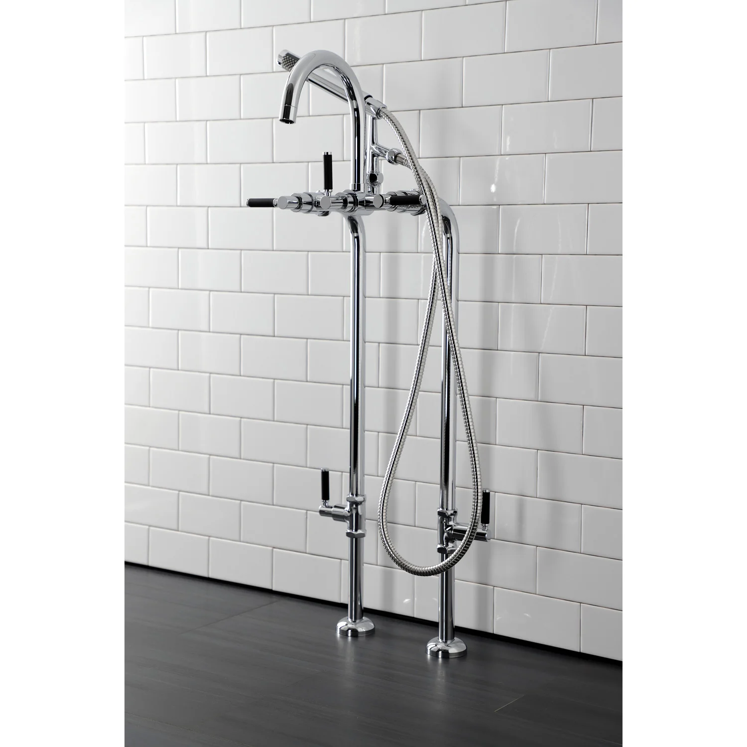 Kingston Sona CCK8101DKL - Concord Freestanding Tub Faucet with Supply Line and Stop Valve, Polished Chrome - Image 9