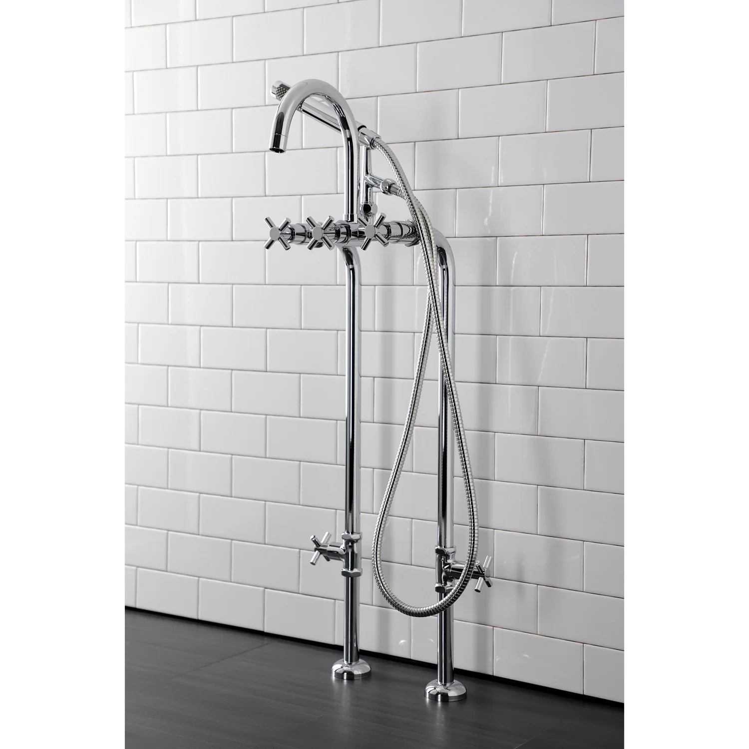 Kingston Sona CCK8101DX - Concord Freestanding Tub Faucet with Supply Line and Stop Valve, Polished Chrome - Image 6