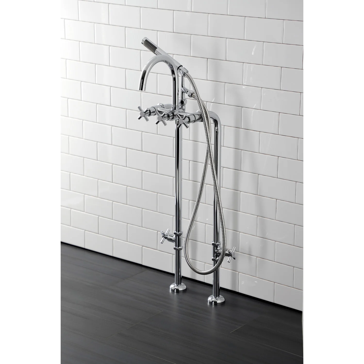 Kingston Sona CCK8101DX - Concord Freestanding Tub Faucet with Supply Line and Stop Valve, Polished Chrome - Image 7