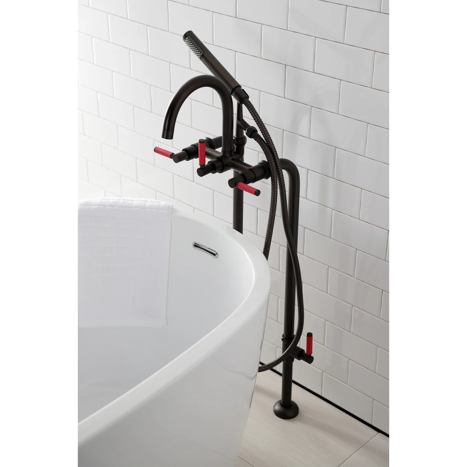 Kingston Sona CCK8105DKL - Concord Freestanding Tub Faucet with Supply Line and Stop Valve, Oil Rubbed Bronze - Image 4