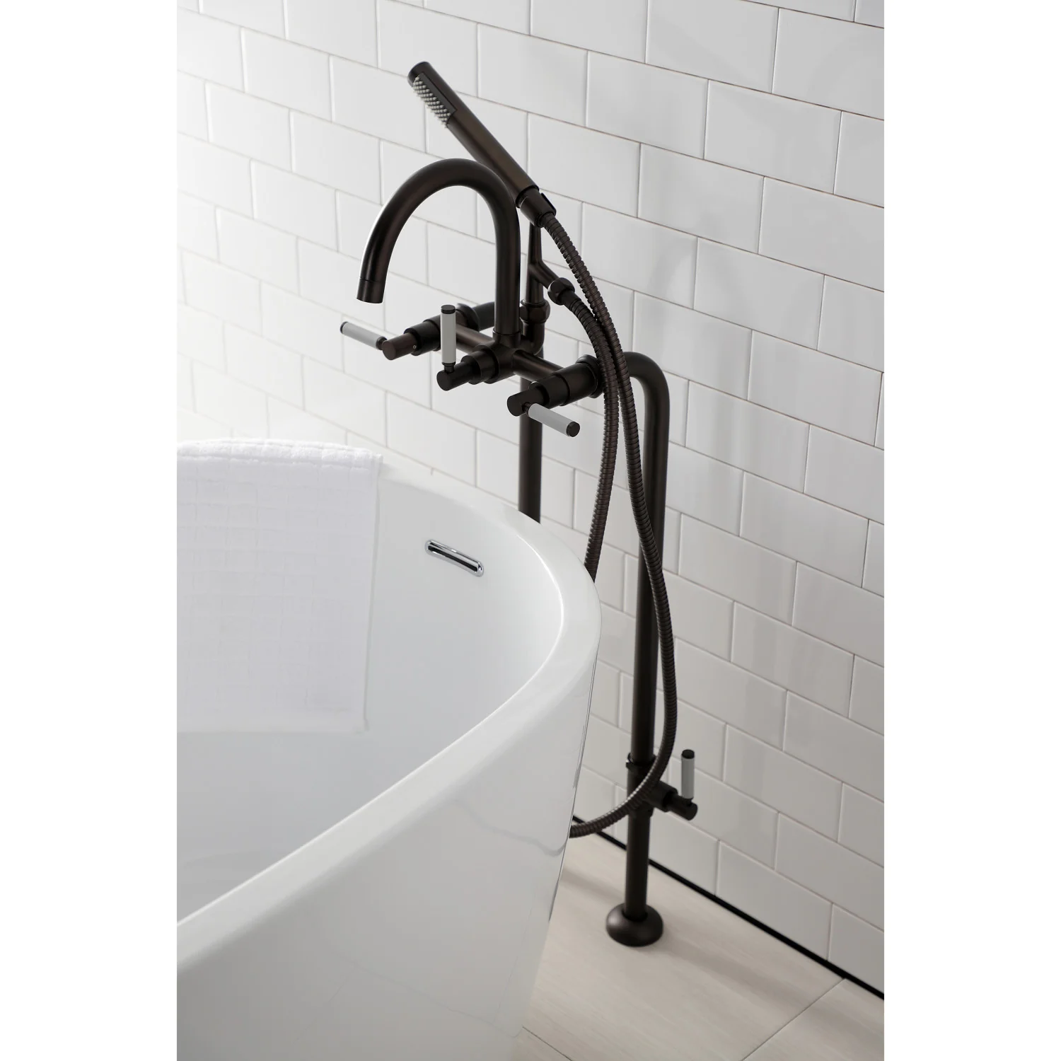 Kingston Sona CCK8105DKL - Concord Freestanding Tub Faucet with Supply Line and Stop Valve, Oil Rubbed Bronze - Image 6