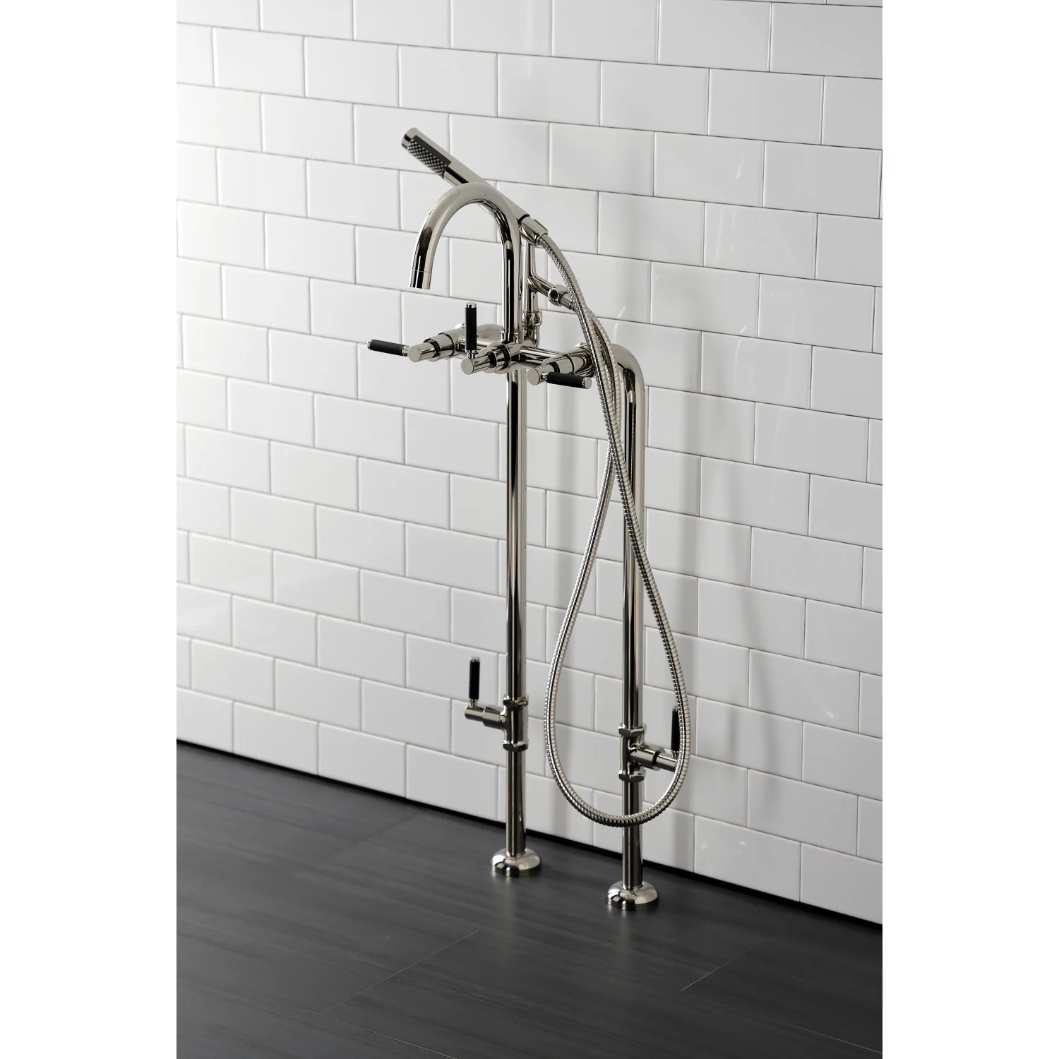 Kingston Sona CCK8106DKL - Concord Freestanding Tub Faucet with Supply Line and Stop Valve, Polished Nickel - Image 10