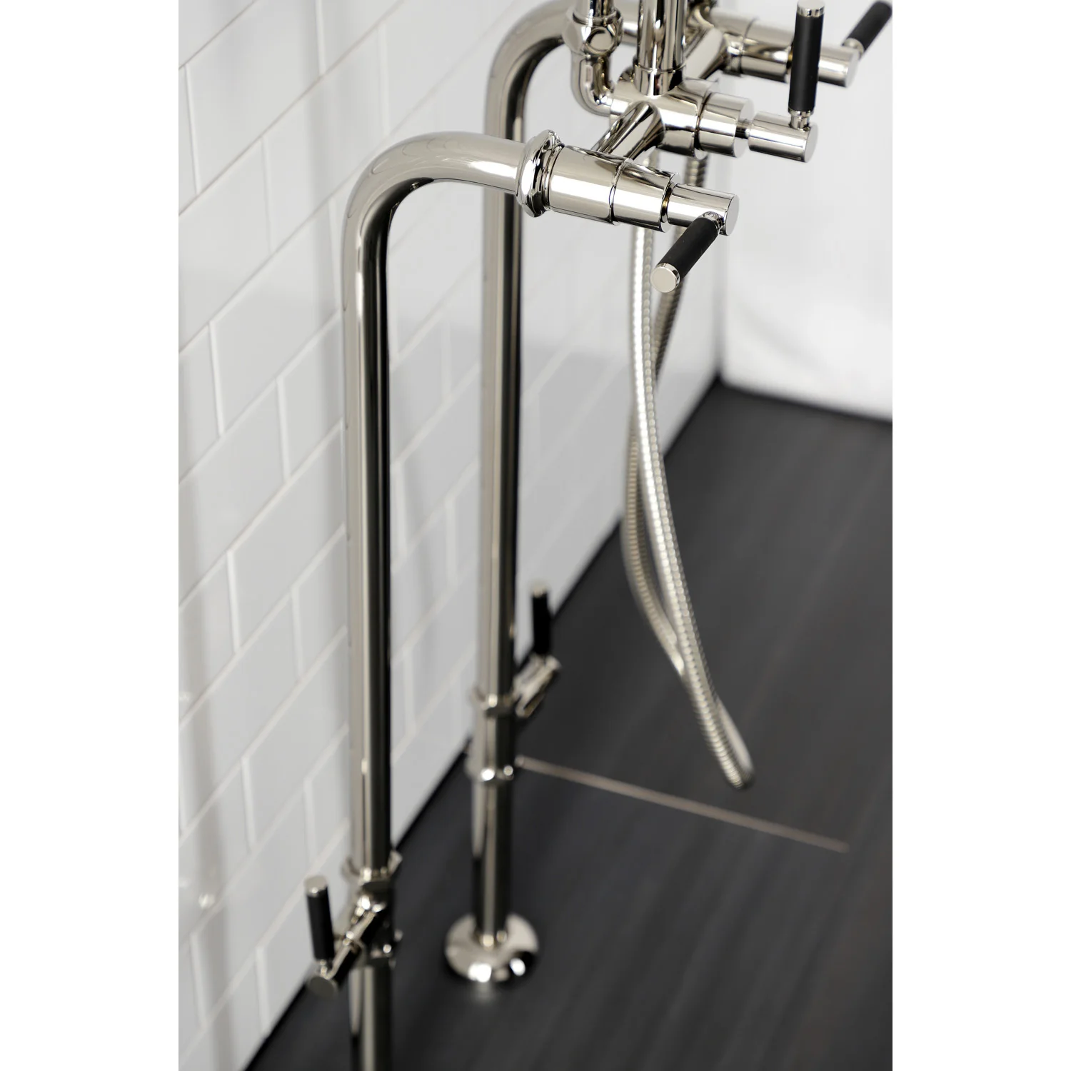 Kingston Sona CCK8106DKL - Concord Freestanding Tub Faucet with Supply Line and Stop Valve, Polished Nickel - Image 2