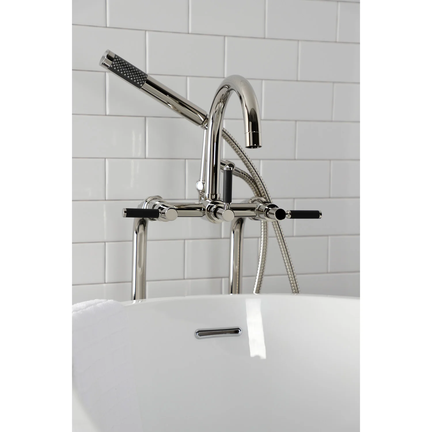 Kingston Sona CCK8106DKL - Concord Freestanding Tub Faucet with Supply Line and Stop Valve, Polished Nickel - Image 8
