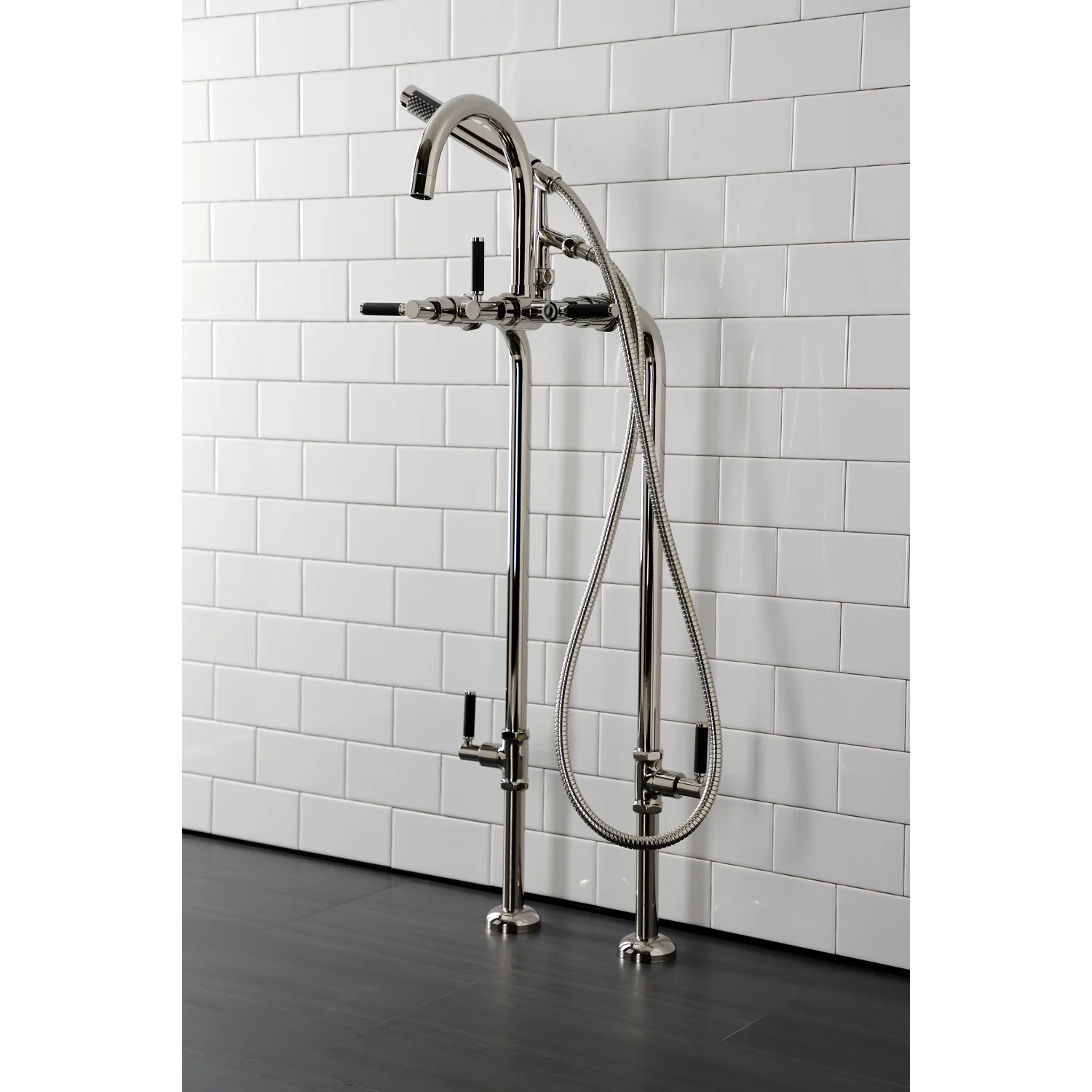 Kingston Sona CCK8106DKL - Concord Freestanding Tub Faucet with Supply Line and Stop Valve, Polished Nickel - Image 9