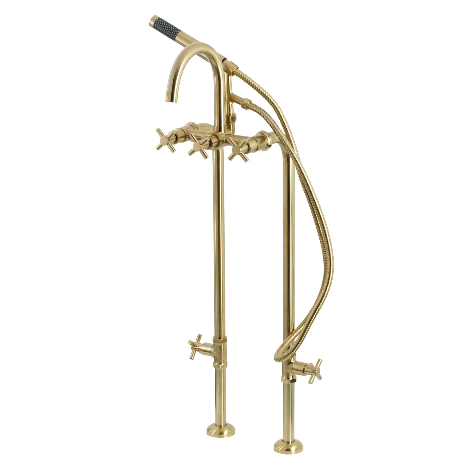 Kingston Sona CCK8107DX - Concord Freestanding Tub Faucet with Supply Line and Stop Valve, Brushed Brass