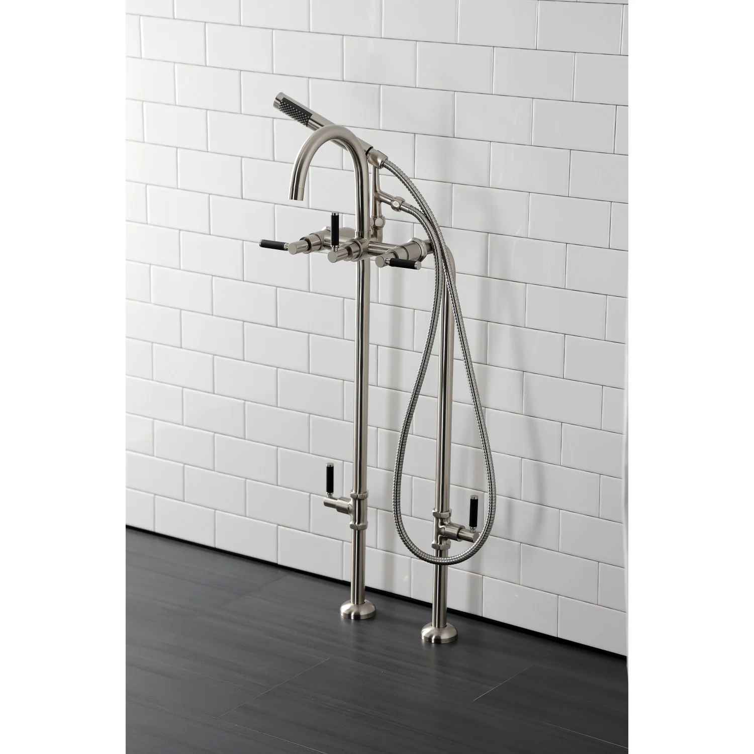 Kingston Sona CCK8108DKL - Concord Freestanding Tub Faucet with Supply Line and Stop Valve, Brushed Nickel - Image 10