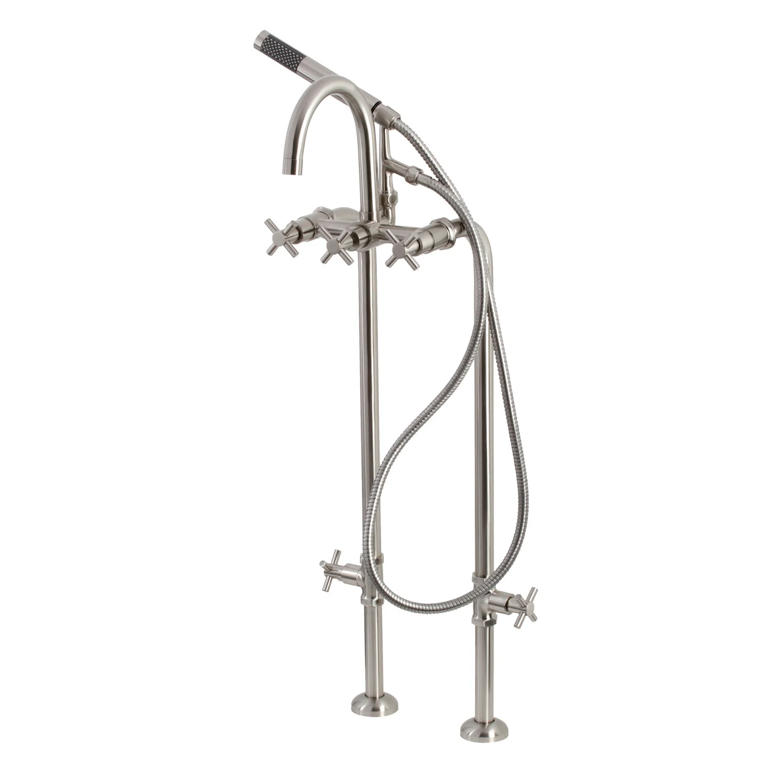 Kingston Sona CCK8108DX - Concord Freestanding Tub Faucet with Supply Line and Stop Valve, Brushed Nickel