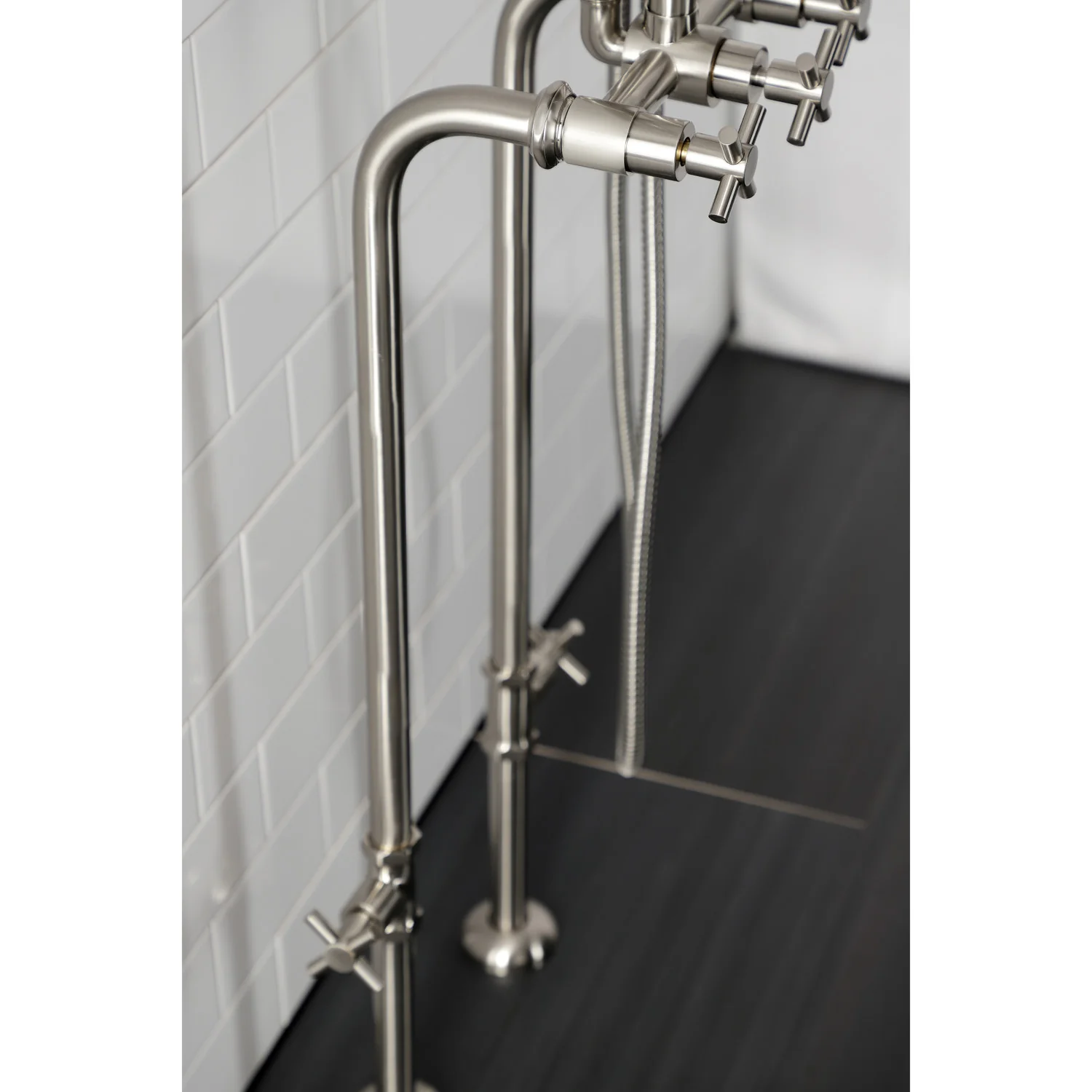 Kingston Sona CCK8108DX - Concord Freestanding Tub Faucet with Supply Line and Stop Valve, Brushed Nickel - Image 2