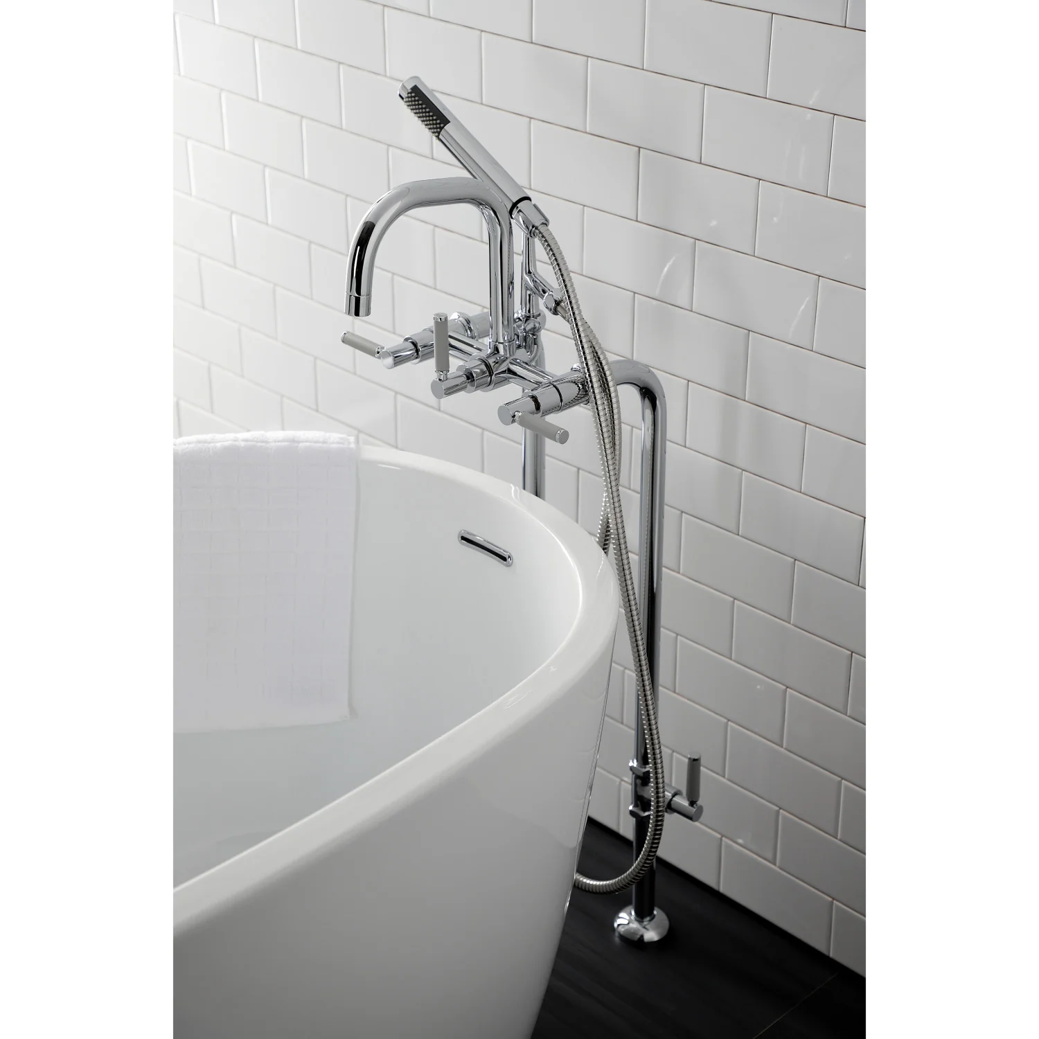 Kingston Sona CCK8401DKL - Concord Freestanding Tub Faucet with Supply Line and Stop Valve, Polished Chrome - Image 6