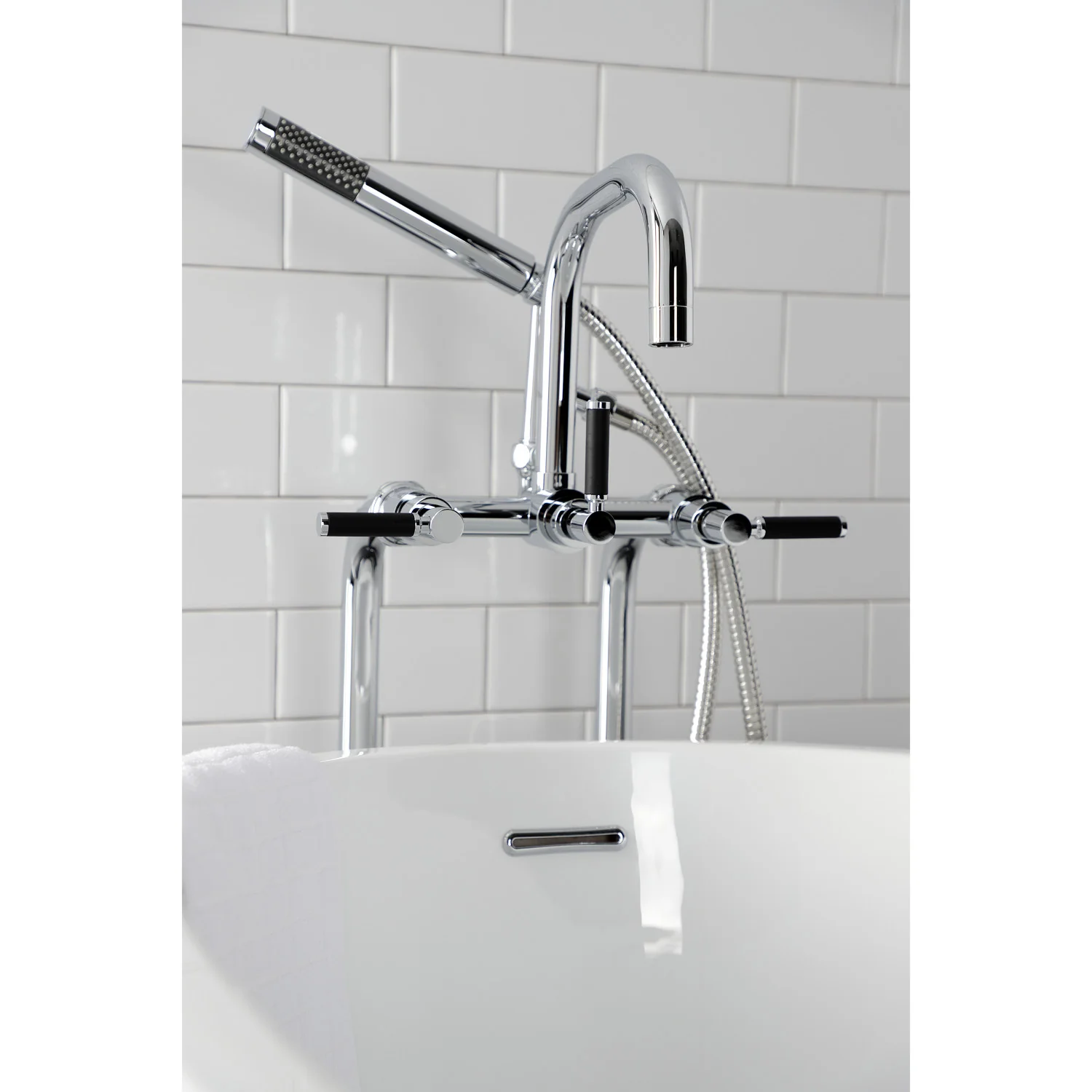 Kingston Sona CCK8401DKL - Concord Freestanding Tub Faucet with Supply Line and Stop Valve, Polished Chrome - Image 8