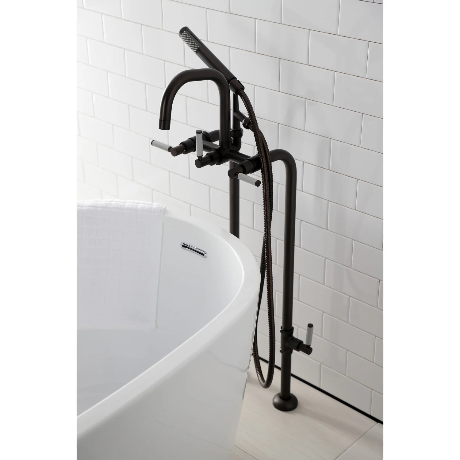 Kingston Sona CCK8405DKL - Concord Freestanding Tub Faucet with Supply Line and Stop Valve, Oil Rubbed Bronze - Image 5