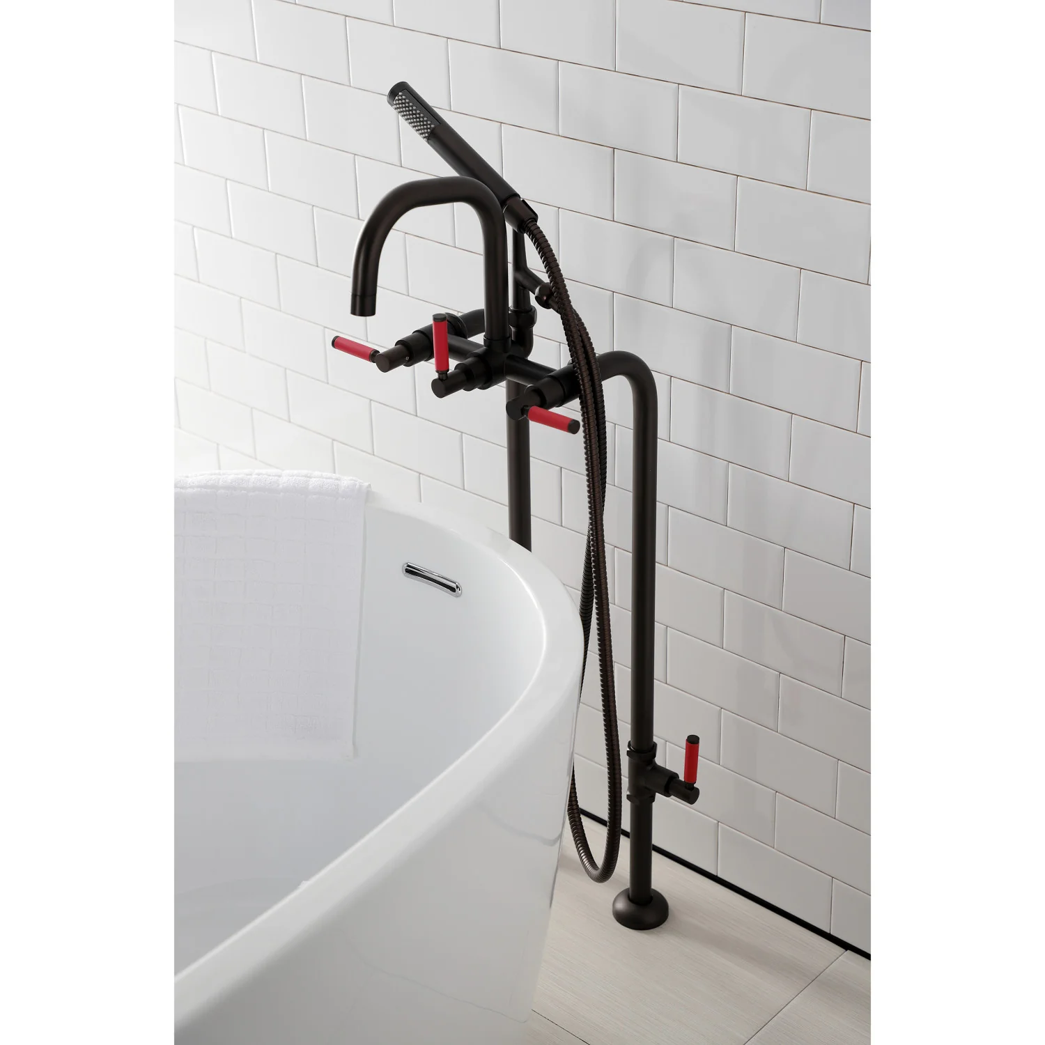 Kingston Sona CCK8405DKL - Concord Freestanding Tub Faucet with Supply Line and Stop Valve, Oil Rubbed Bronze - Image 7