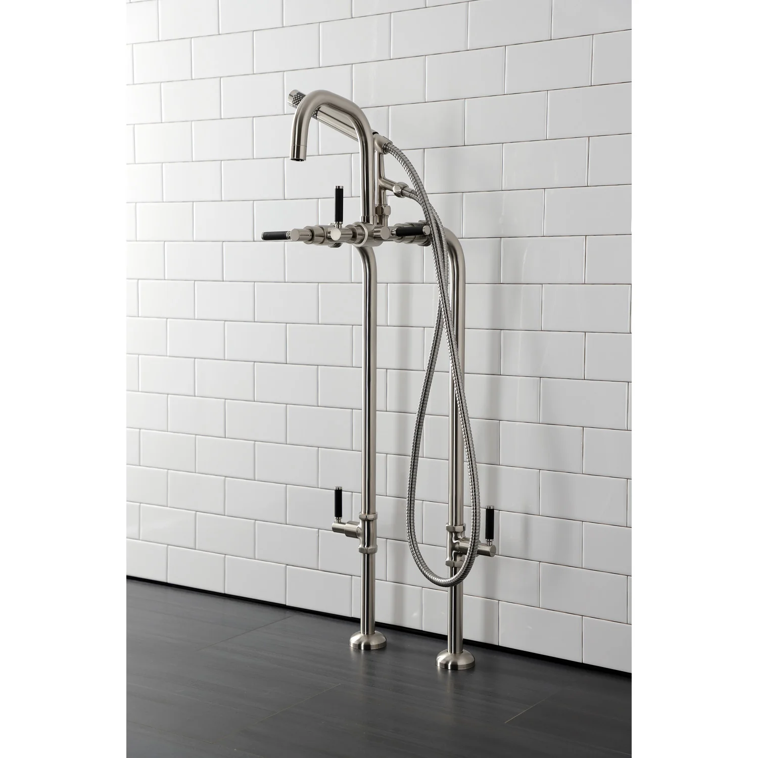 Kingston Sona CCK8408DKL - Concord Freestanding Tub Faucet with Supply Line and Stop Valve, Brushed Nickel - Image 8