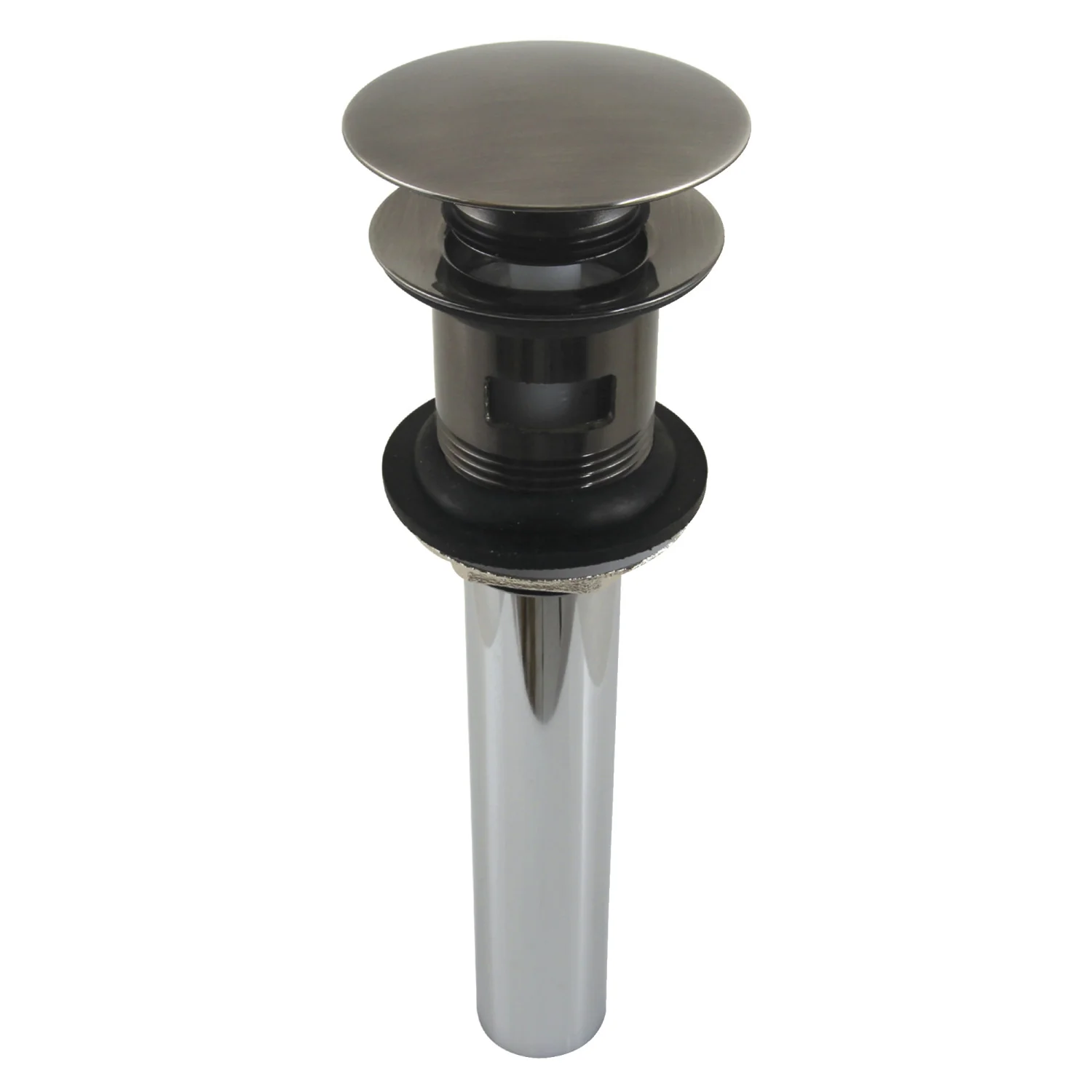 Kingston Sona EV600VN - Trimscape Brass Push Pop-Up Bathroom Sink Drain with Overflow, 22 Gauge, Black Stainless