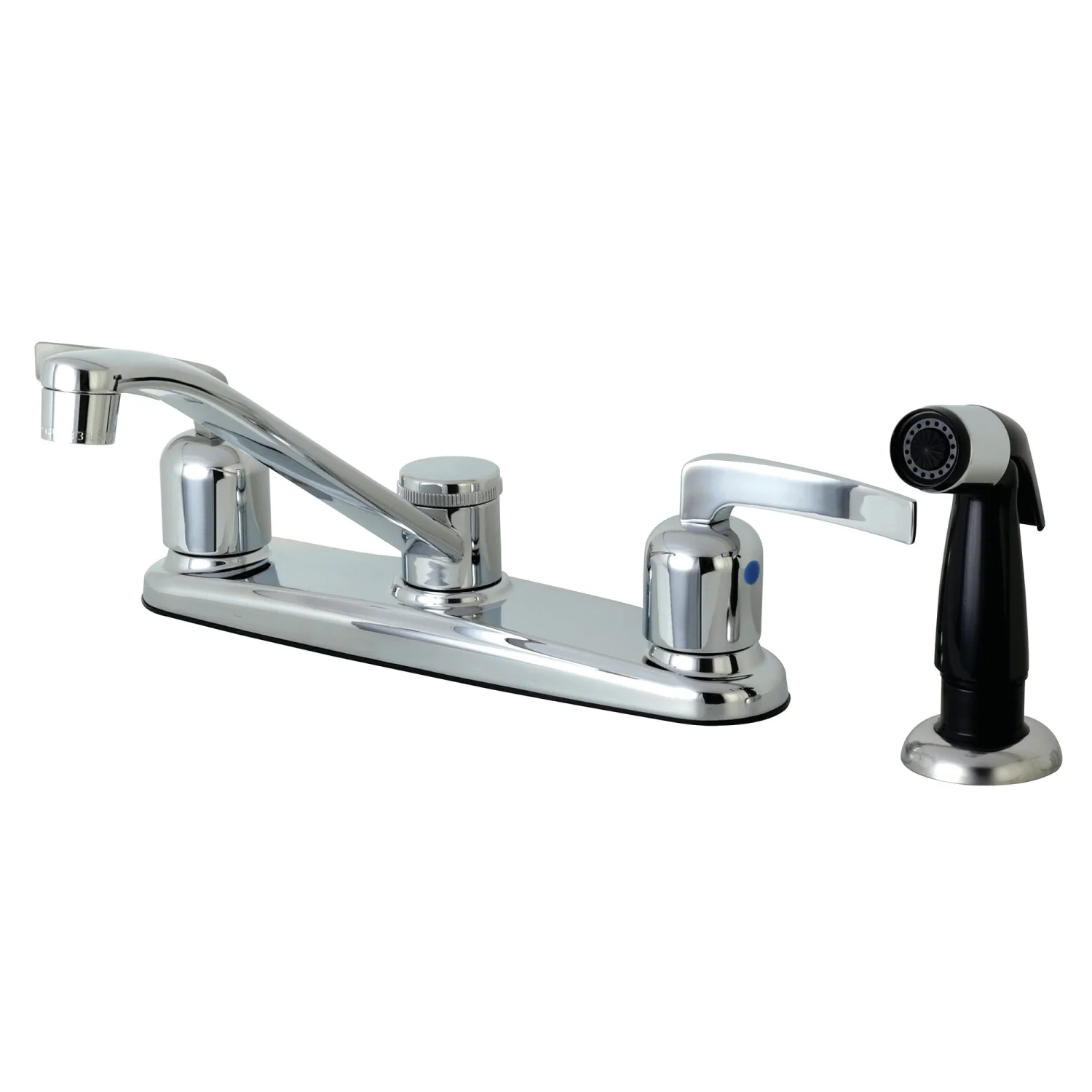 Kingston Tulare FB112EFL - Centurion Two-Handle 4-Hole 8" Centerset Kitchen Faucet with Side Sprayer, Polished Chrome