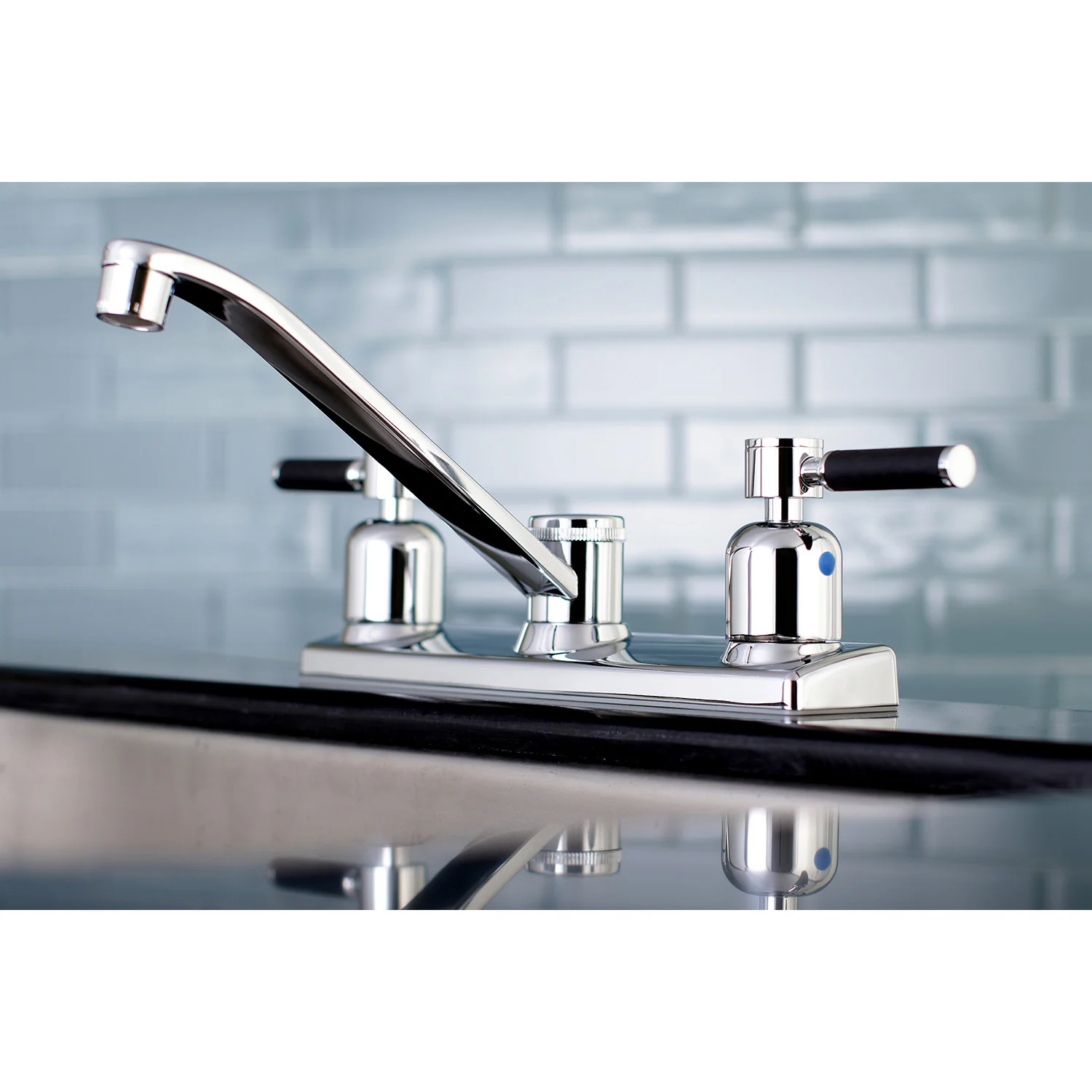Kingston Tulare FB121DKL - Kaiser Two-Handle 2-Hole 8" Centerset Kitchen Faucet, Polished Chrome - Image 2