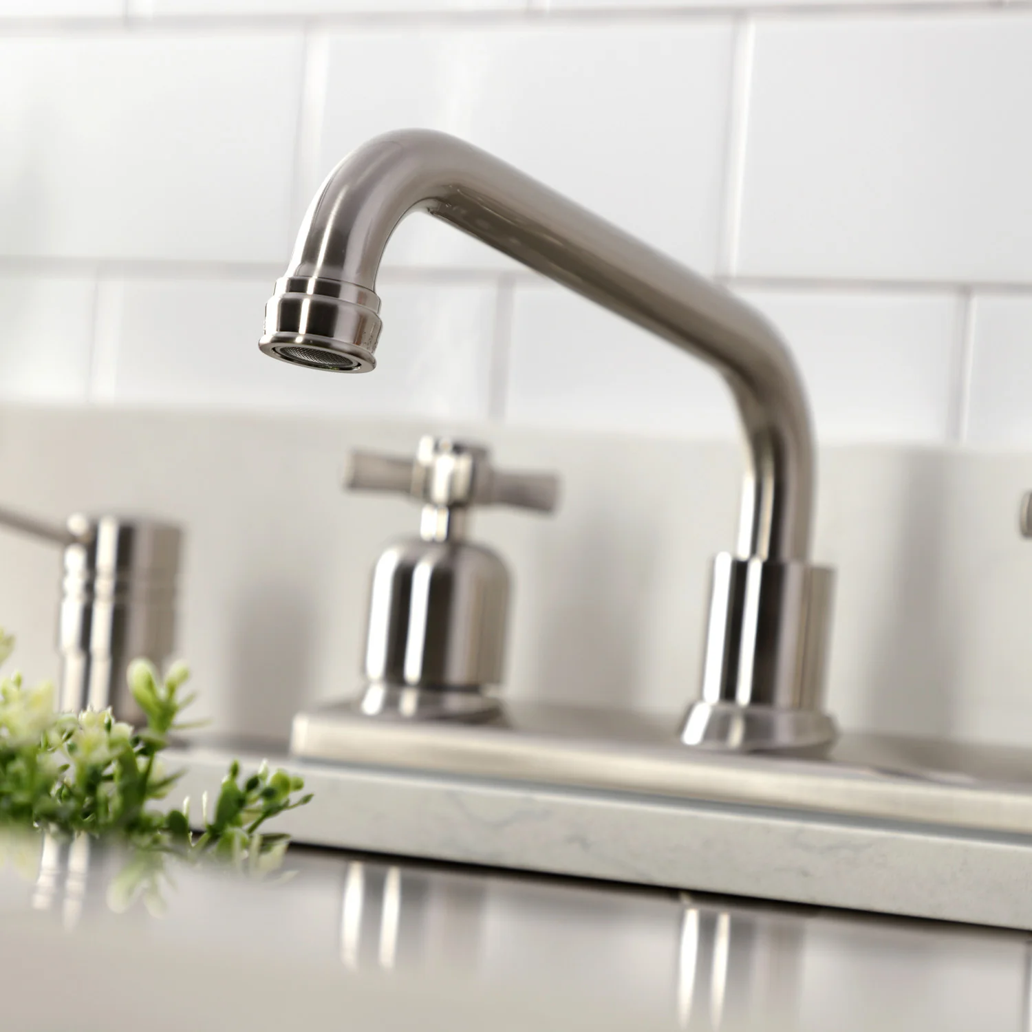 Kingston Tulare FB2138ZX - Millennium Two-Handle 2-Hole 8" Centerset Kitchen Faucet, Brushed Nickel - Image 4
