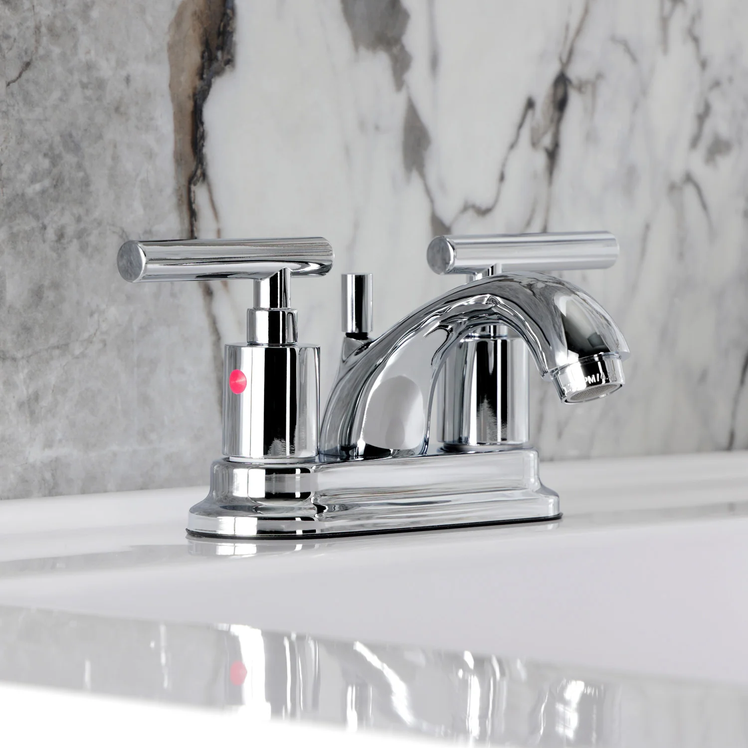 Kingston Tulare FB2601CML - Manhattan Double-Handle 3-Hole Deck Mount 4-Inch Centerset Bathroom Faucet with Pop-Up Drain, Polished Chrome - Image 5