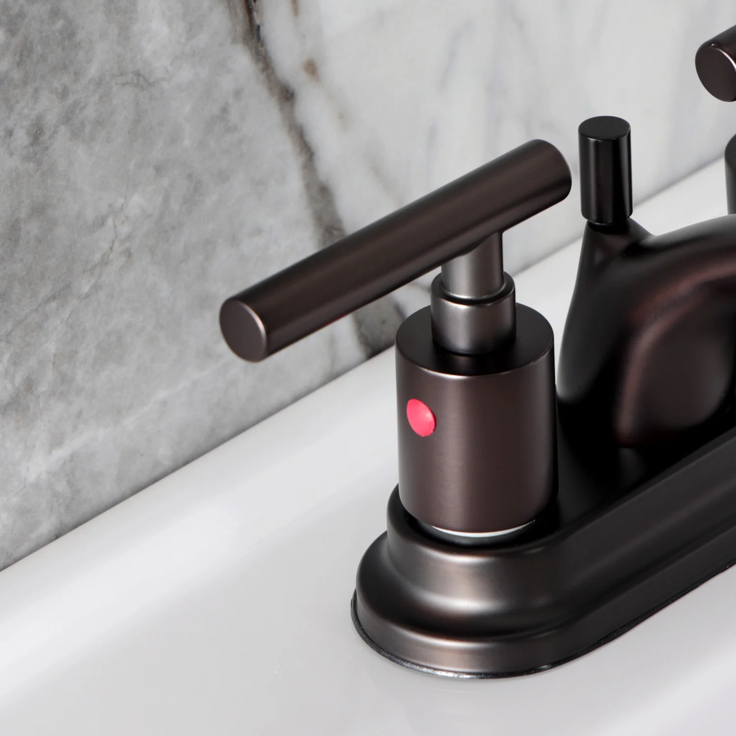 Kingston Tulare FB2605CML - Manhattan Double-Handle 3-Hole Deck Mount 4-Inch Centerset Bathroom Faucet with Pop-Up Drain, Oil Rubbed Bronze - Image 7