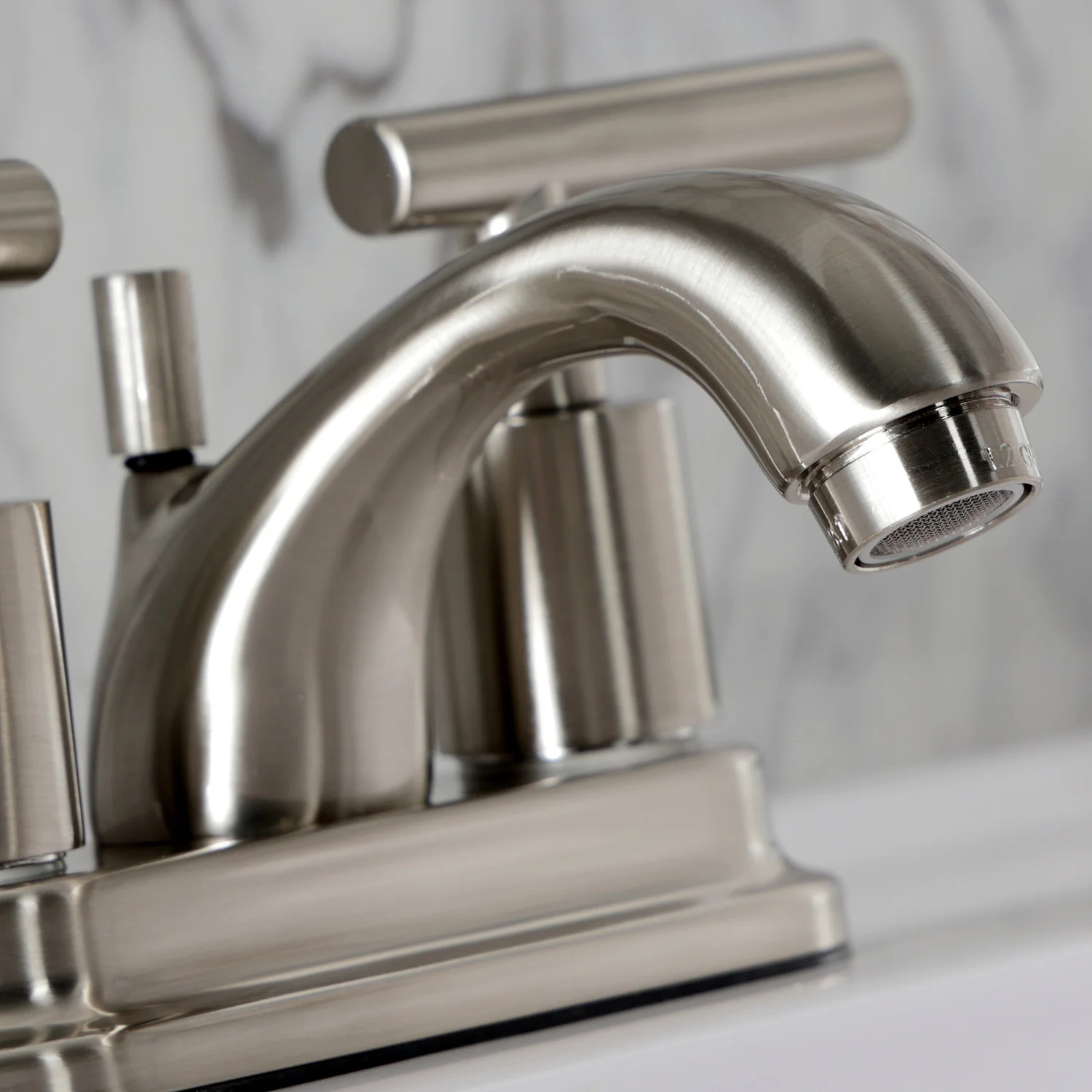 Kingston Tulare FB2608CML - Manhattan Double-Handle 3-Hole Deck Mount 4-Inch Centerset Bathroom Faucet with Pop-Up Drain, Brushed Nickel - Image 6
