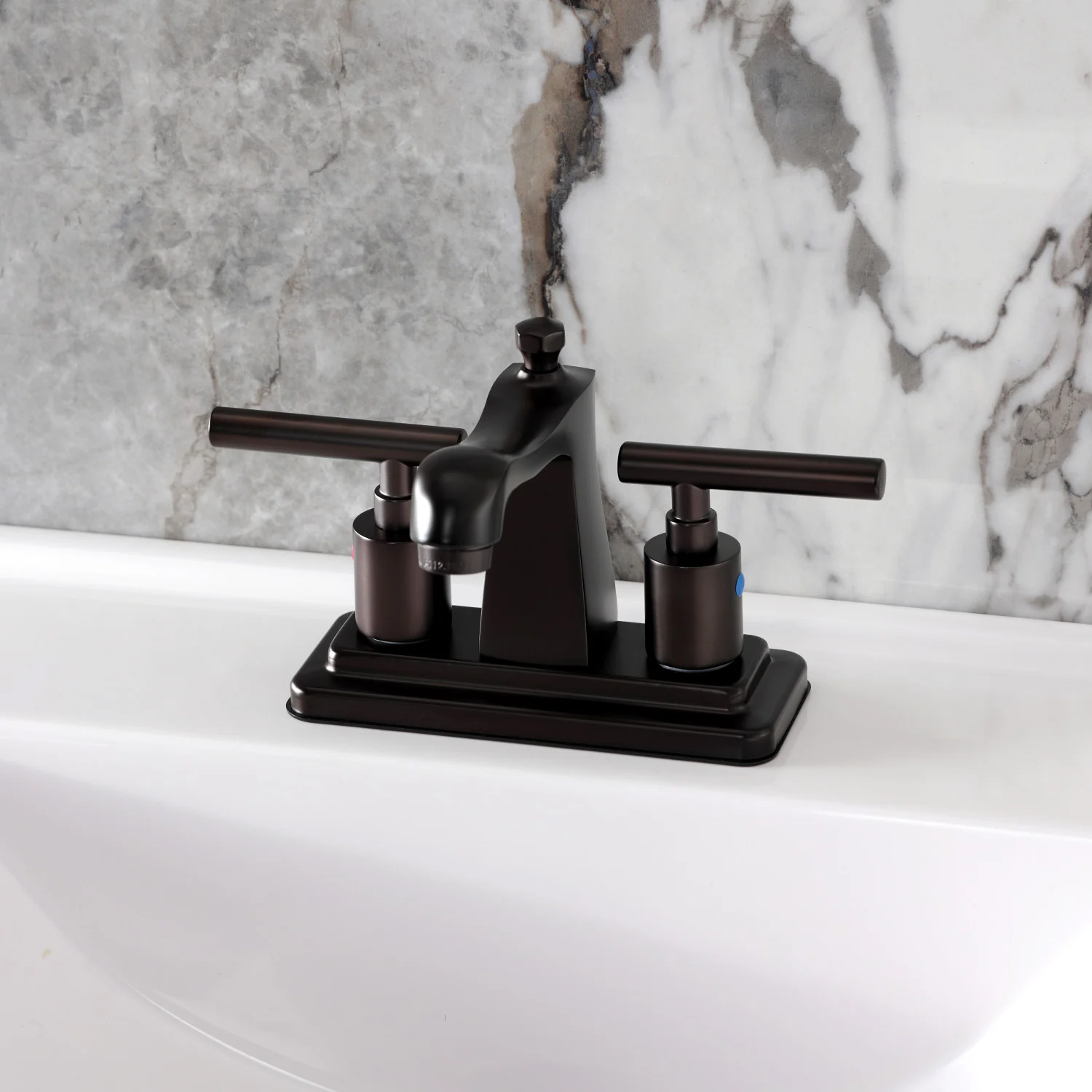 Kingston Manhattan FB4645CML Double-Handle 3-Hole Deck Mount 4-Inch Centerset Bathroom Faucet with Pop-Up Drain, Oil Rubbed Bronze - Image 2
