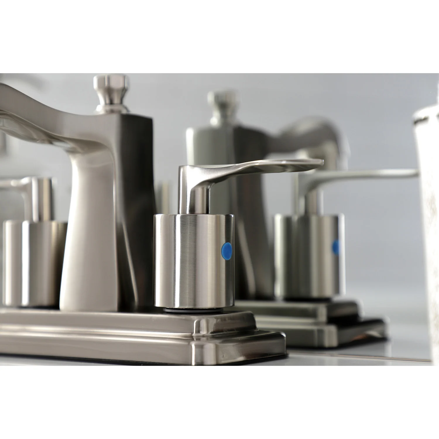 Kingston Tulare FB4648SVL - Serena Double-Handle 3-Hole Deck Mount 4-Inch Centerset Bathroom Faucet with Pop-Up Drain, Brushed Nickel - Image 2