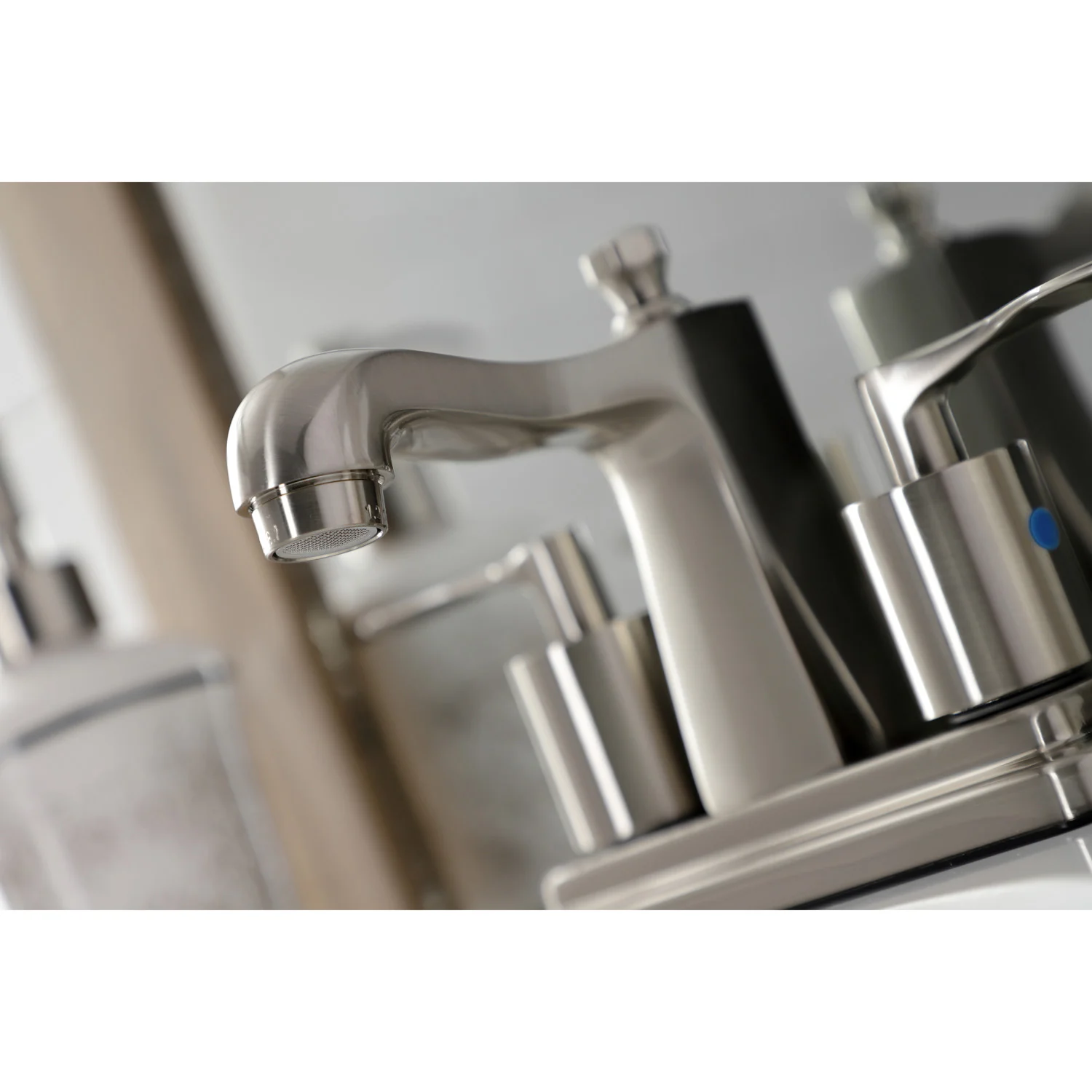 Kingston Tulare FB4648SVL - Serena Double-Handle 3-Hole Deck Mount 4-Inch Centerset Bathroom Faucet with Pop-Up Drain, Brushed Nickel - Image 4