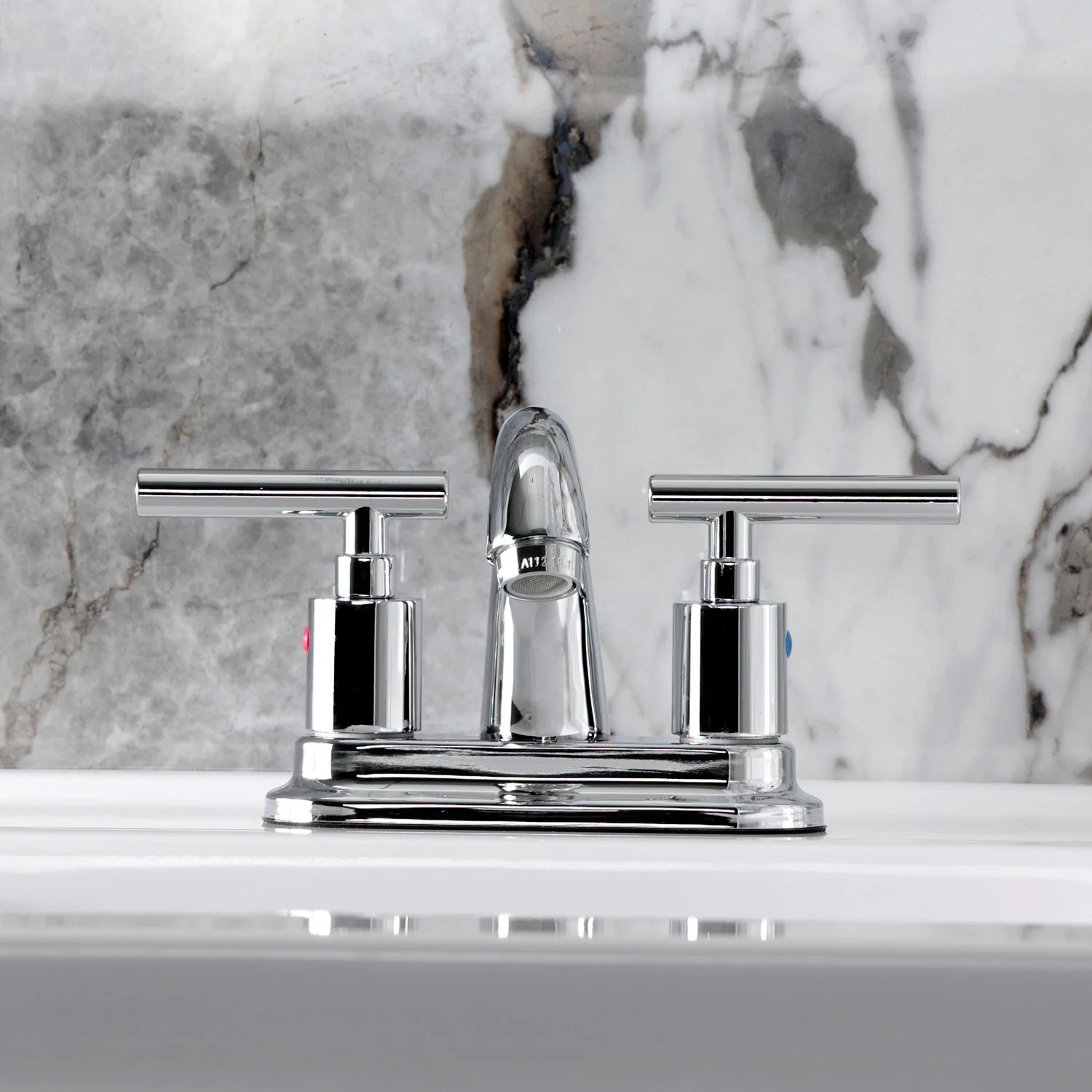 Kingston Tulare FB5611CML - Manhattan Double-Handle 3-Hole Deck Mount 4-Inch Centerset Bathroom Faucet with Pop-Up Drain, Polished Chrome - Image 3