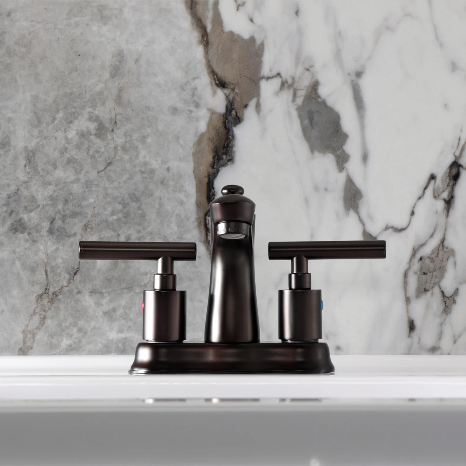 Kingston Tulare FB7615CML - Manhattan Double-Handle 3-Hole Deck Mount 4-Inch Centerset Bathroom Faucet with Pop-Up Drain, Oil Rubbed Bronze - Image 3