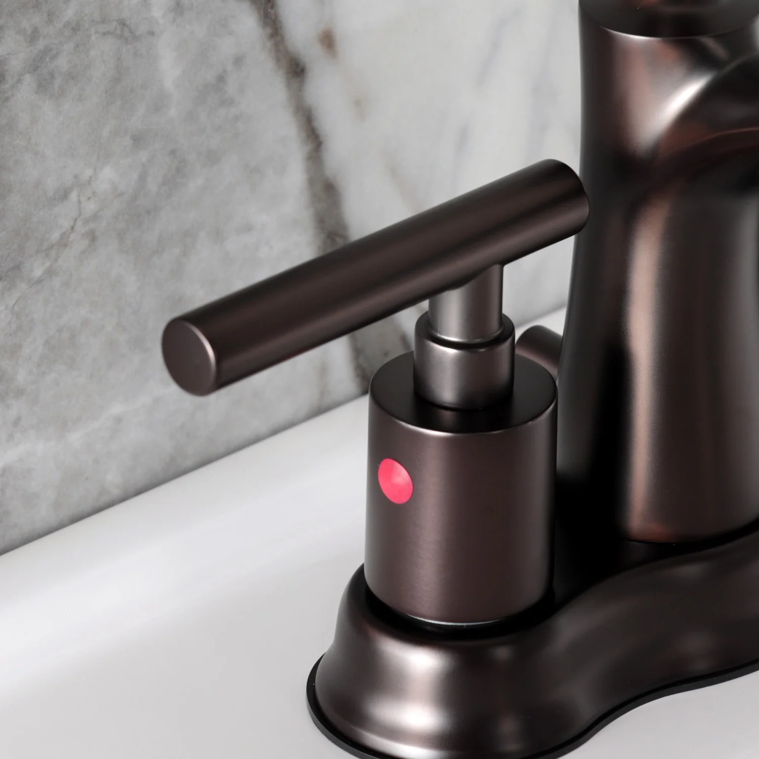 Kingston Tulare FB7615CML - Manhattan Double-Handle 3-Hole Deck Mount 4-Inch Centerset Bathroom Faucet with Pop-Up Drain, Oil Rubbed Bronze - Image 7