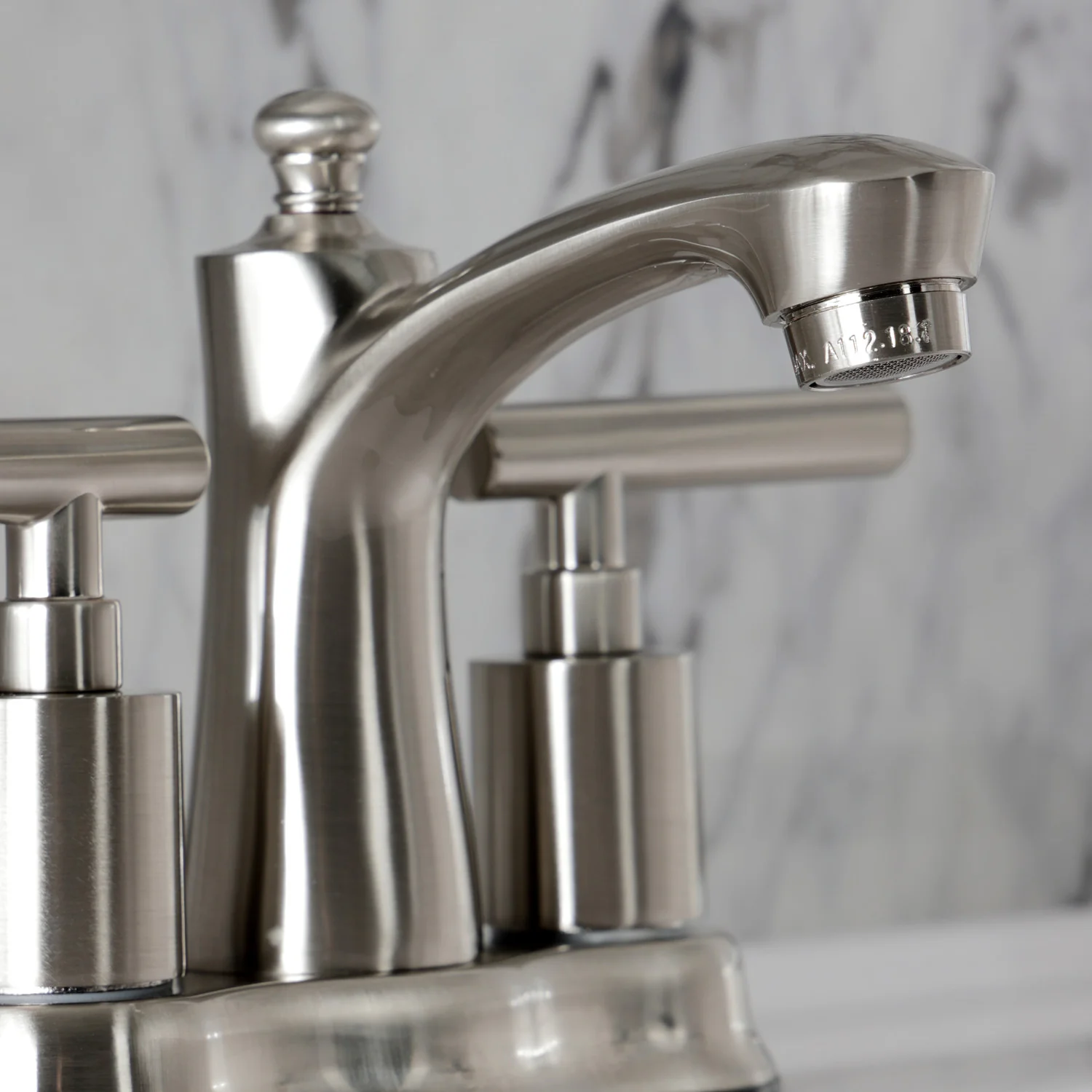 Kingston Tulare FB7618CML - Manhattan Double-Handle 3-Hole Deck Mount 4-Inch Centerset Bathroom Faucet with Pop-Up Drain, Brushed Nickel - Image 6