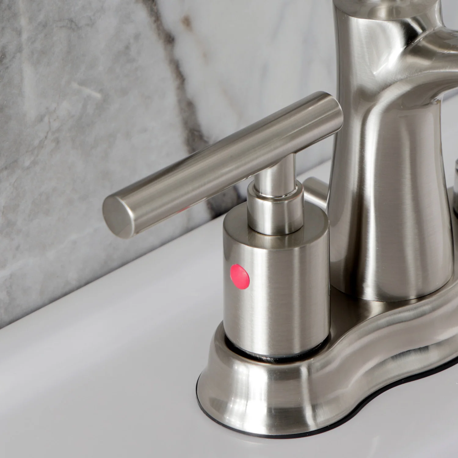Kingston Tulare FB7618CML - Manhattan Double-Handle 3-Hole Deck Mount 4-Inch Centerset Bathroom Faucet with Pop-Up Drain, Brushed Nickel - Image 7