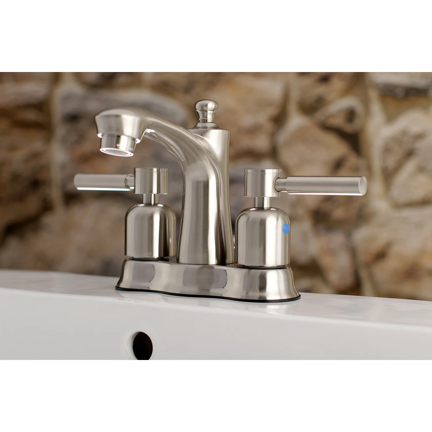 Kingston Tulare FB7618DL - Concord Double-Handle 3-Hole Deck Mount 4-Inch Centerset Bathroom Faucet with Pop-Up Drain, Brushed Nickel - Image 2