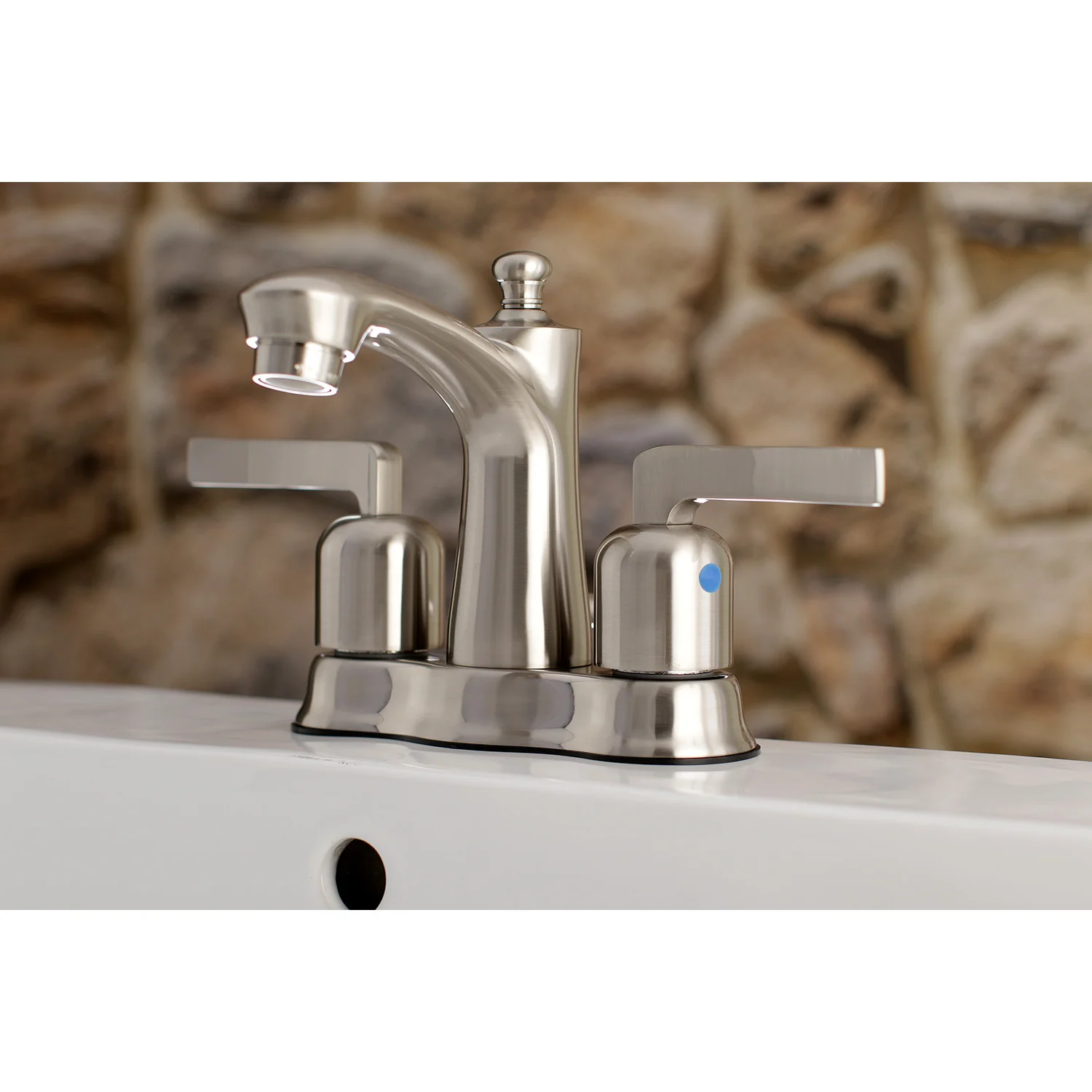 Kingston Tulare FB7618EFL - Centurion Double-Handle 3-Hole Deck Mount 4-Inch Centerset Bathroom Faucet with Pop-Up Drain, Brushed Nickel - Image 2