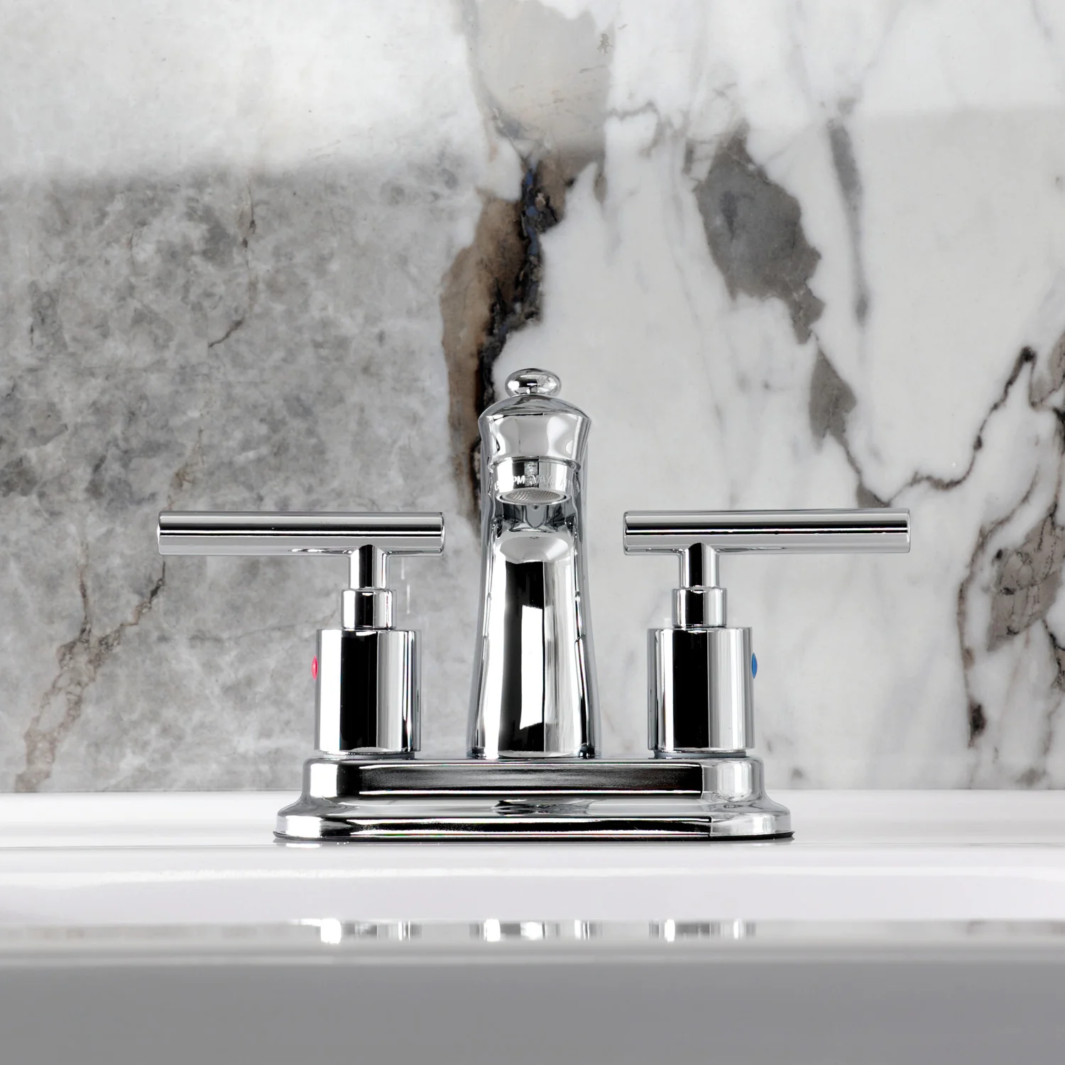 Kingston Tulare FB7621CML - Manhattan Double-Handle 3-Hole Deck Mount 4-Inch Centerset Bathroom Faucet with Pop-Up Drain, Polished Chrome - Image 3