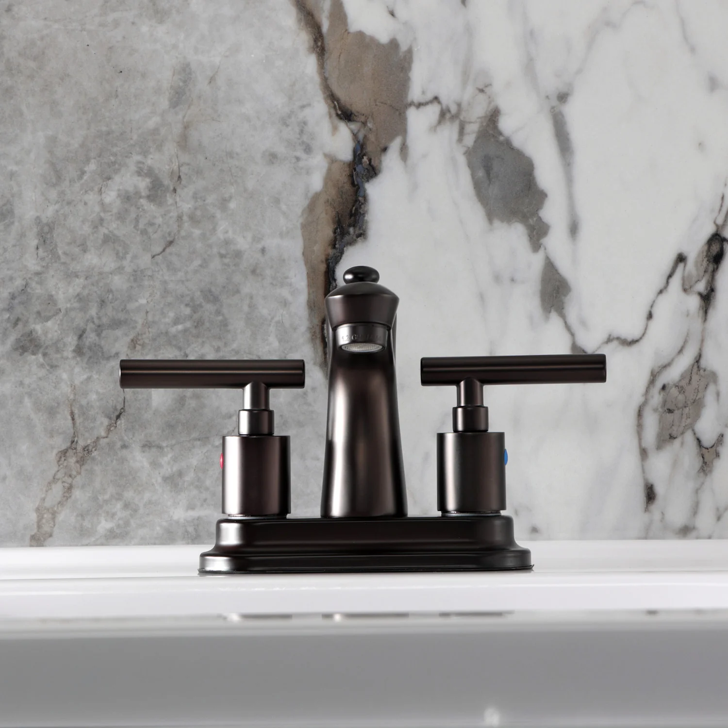 Kingston Tulare FB7625CML - Manhattan Double-Handle 3-Hole Deck Mount 4-Inch Centerset Bathroom Faucet with Pop-Up Drain, Oil Rubbed Bronze - Image 3