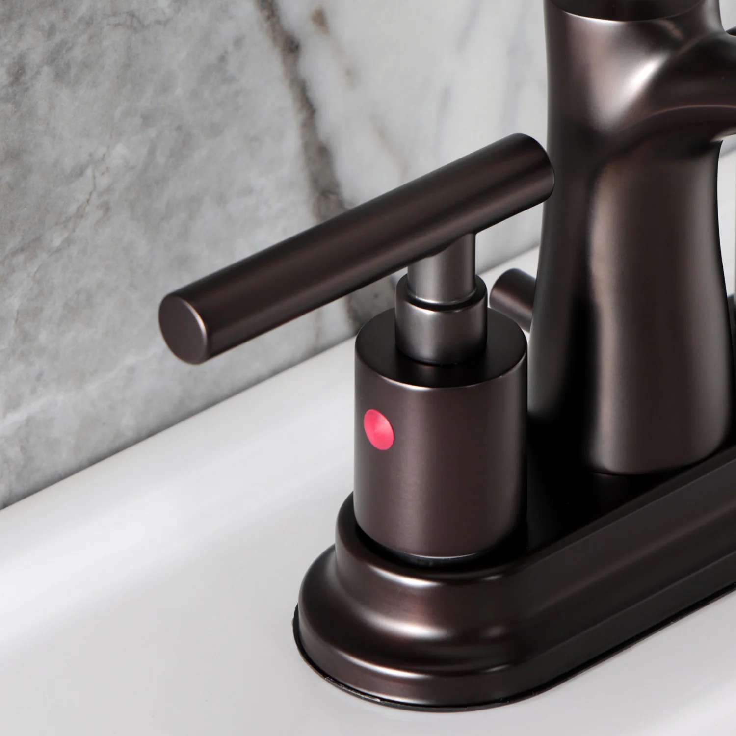 Kingston Tulare FB7625CML - Manhattan Double-Handle 3-Hole Deck Mount 4-Inch Centerset Bathroom Faucet with Pop-Up Drain, Oil Rubbed Bronze - Image 7