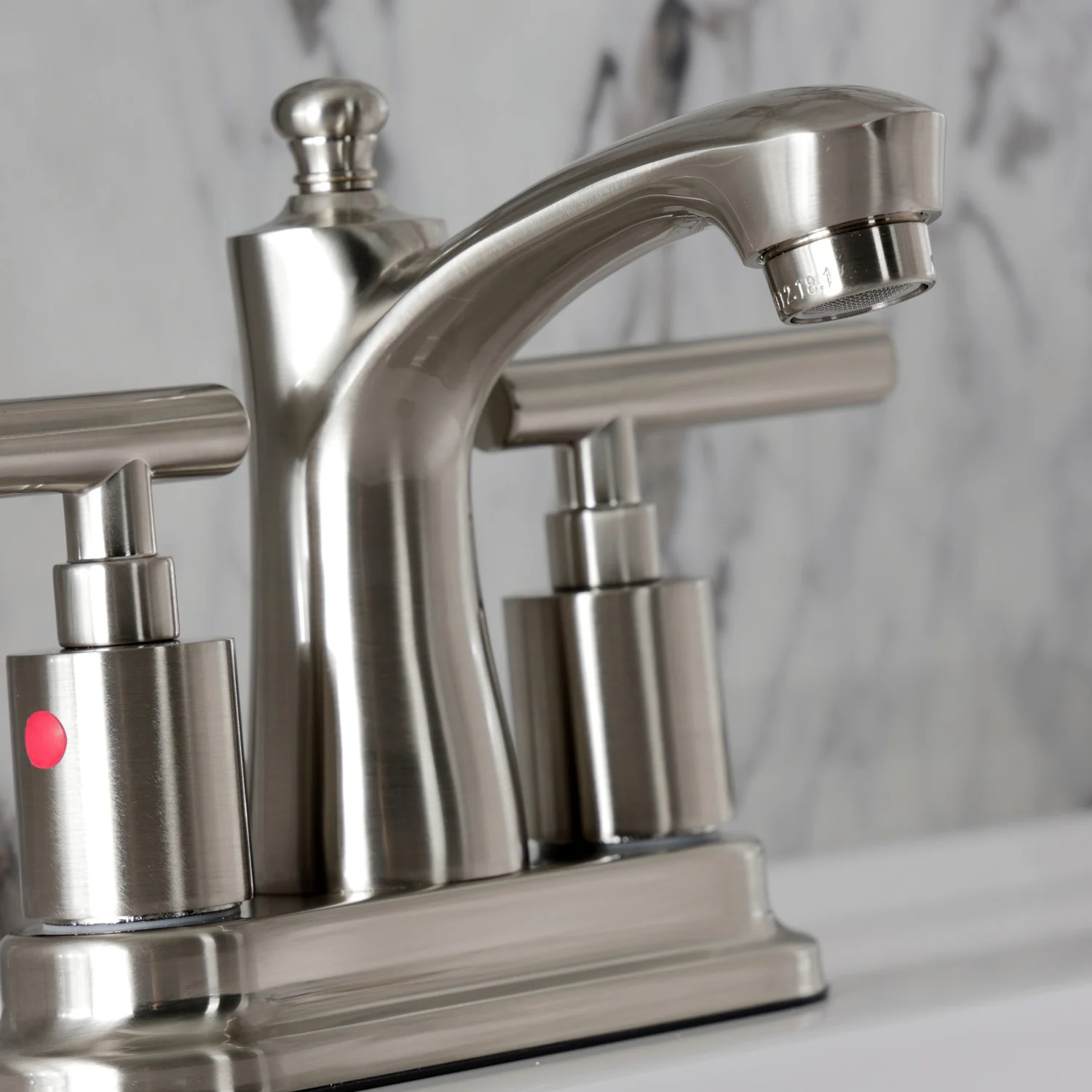 Kingston Tulare FB7628CML - Manhattan Double-Handle 3-Hole Deck Mount 4-Inch Centerset Bathroom Faucet with Pop-Up Drain, Brushed Nickel - Image 6