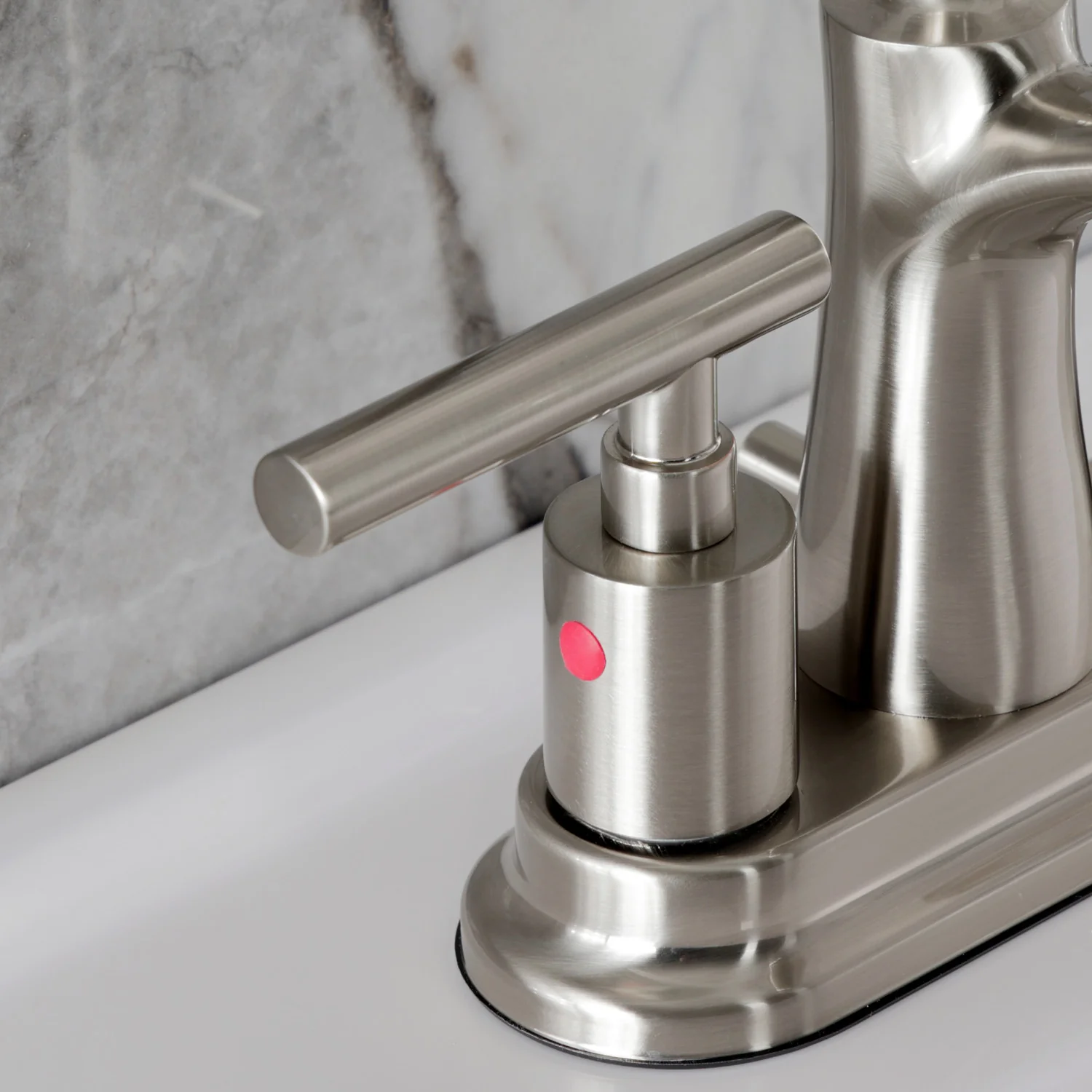 Kingston Tulare FB7628CML - Manhattan Double-Handle 3-Hole Deck Mount 4-Inch Centerset Bathroom Faucet with Pop-Up Drain, Brushed Nickel - Image 7
