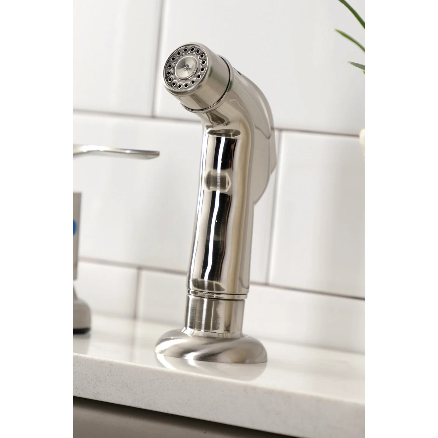 Kingston Tulare FB798SVLSP - Serena Two-Handle 4-Hole 8" Centerset Kitchen Faucet with Side Sprayer, Brushed Nickel - Image 3