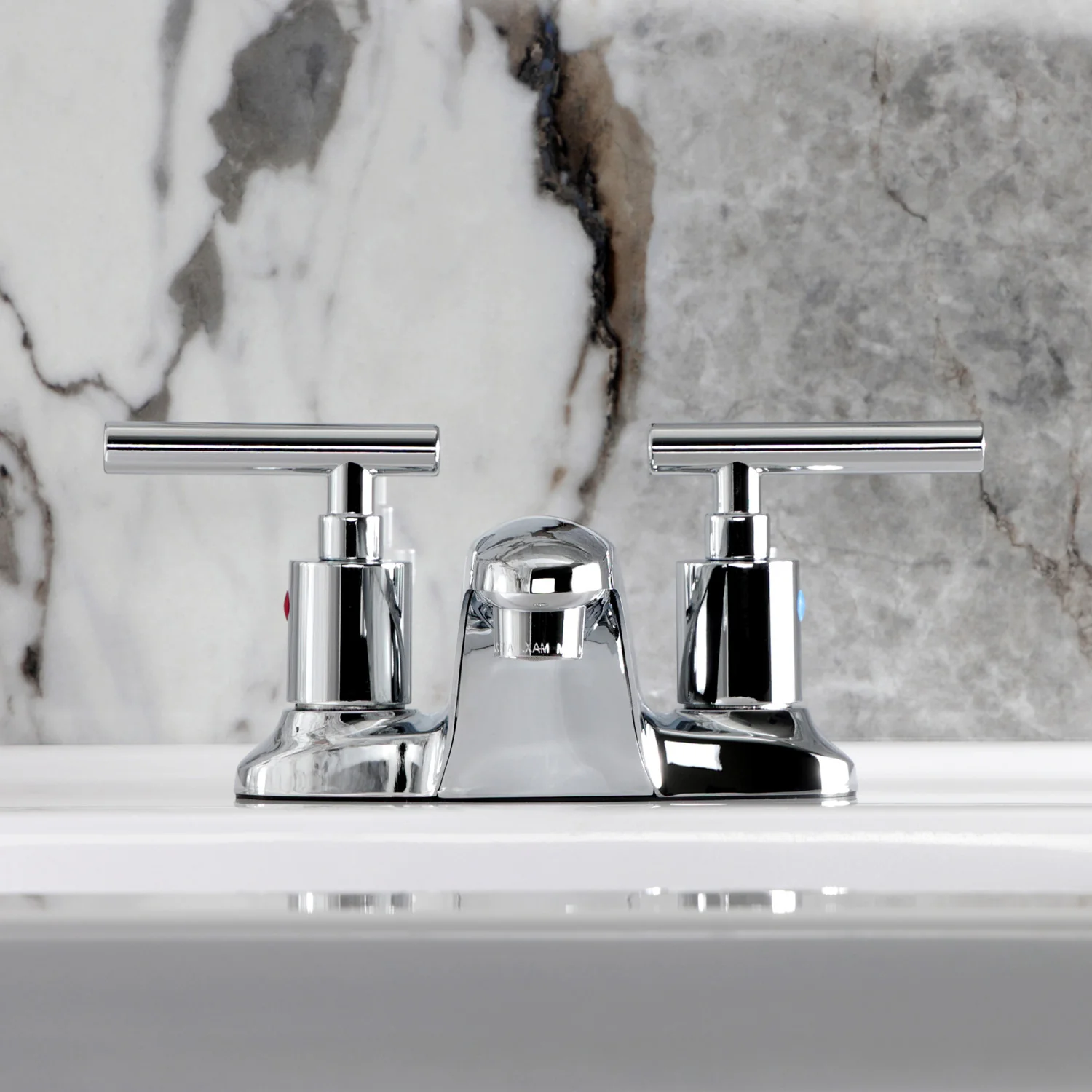 Kingston Tulare FB8621CML - Manhattan Double-Handle 3-Hole Deck Mount 4-Inch Centerset Bathroom Faucet with Pop-Up Drain, Polished Chrome - Image 3