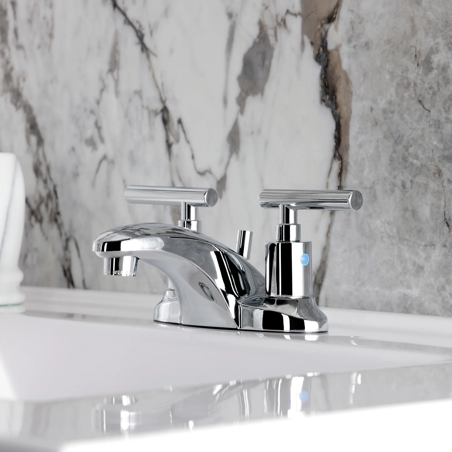 Kingston Tulare FB8621CML - Manhattan Double-Handle 3-Hole Deck Mount 4-Inch Centerset Bathroom Faucet with Pop-Up Drain, Polished Chrome - Image 5