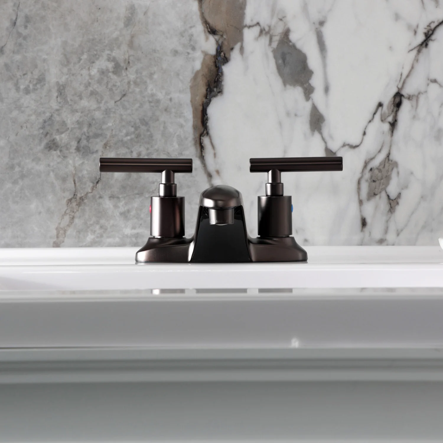 Kingston Tulare FB8625CML - Manhattan Double-Handle 3-Hole Deck Mount 4-Inch Centerset Bathroom Faucet with Pop-Up Drain, Oil Rubbed Bronze - Image 3
