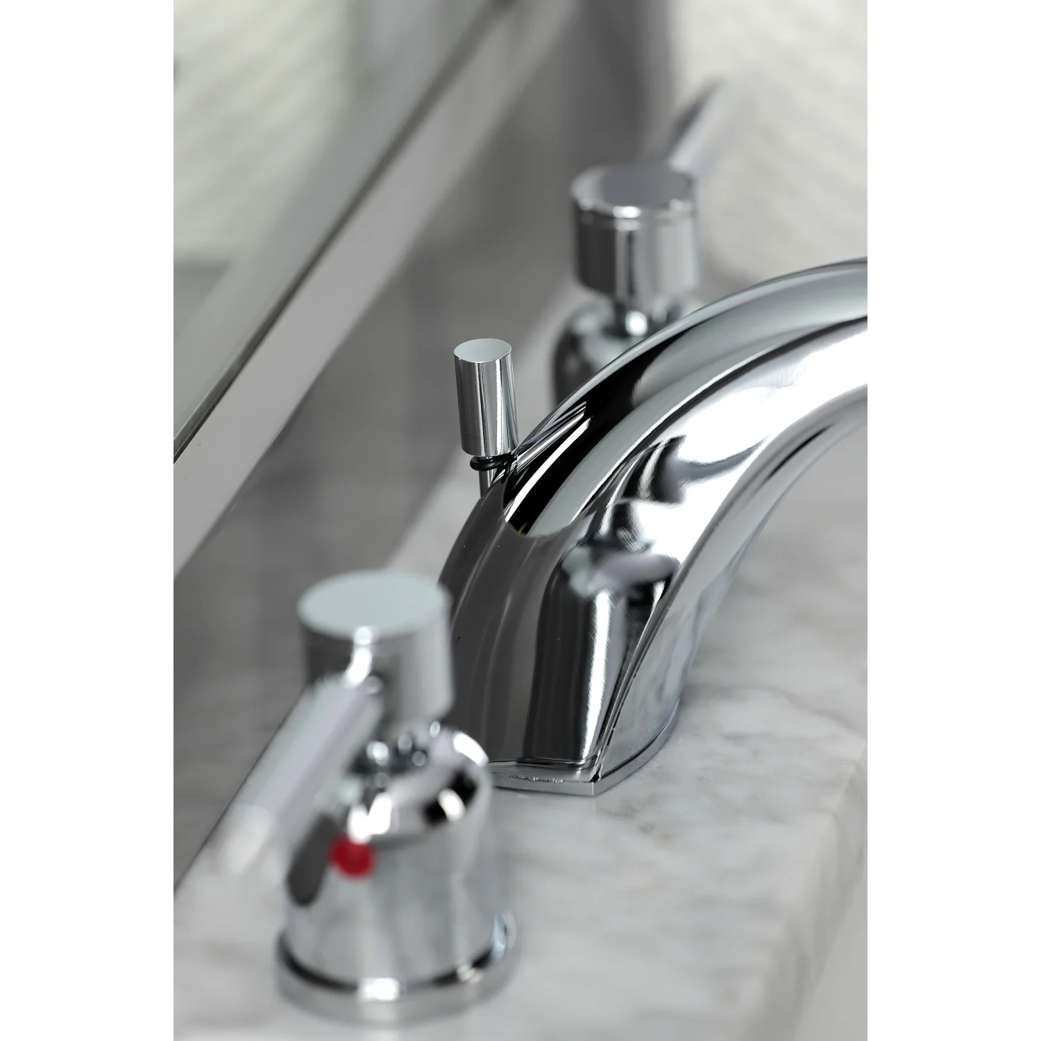 Kingston Tulare FB8951DL - Concord Two-Handle 3-Hole Deck Mount Widespread Bathroom Faucet with Pop-Up Drain, Polished Chrome - Image 3